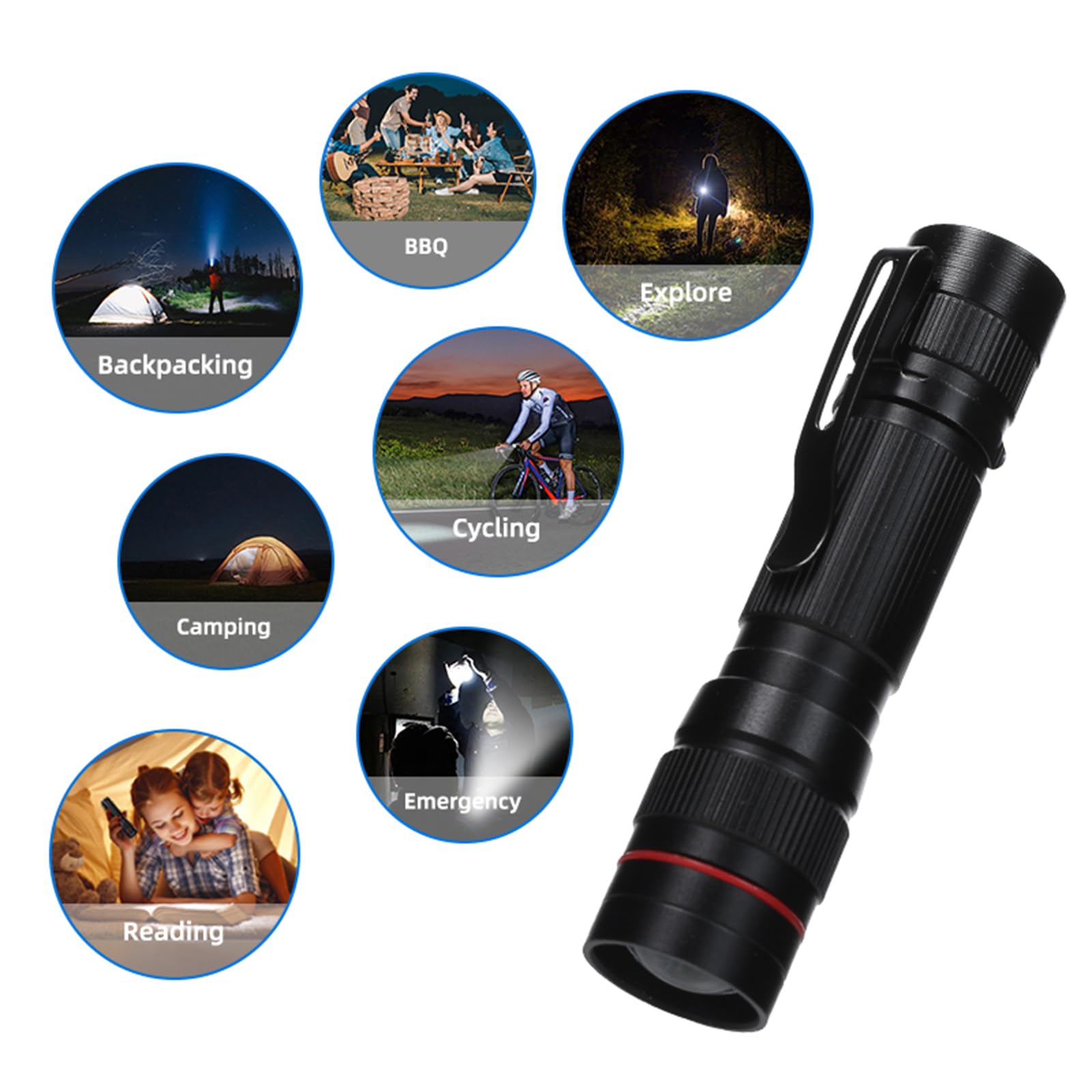 Hilngav 6 Pack Small Mini Led Flashlight, Single Mode Zoomable Flashlights Aa Battery Powerful Flashlights With Pocket Clip, Portable Bulk Edc Pen Flash Light For , Emergency, Camping, Hiking