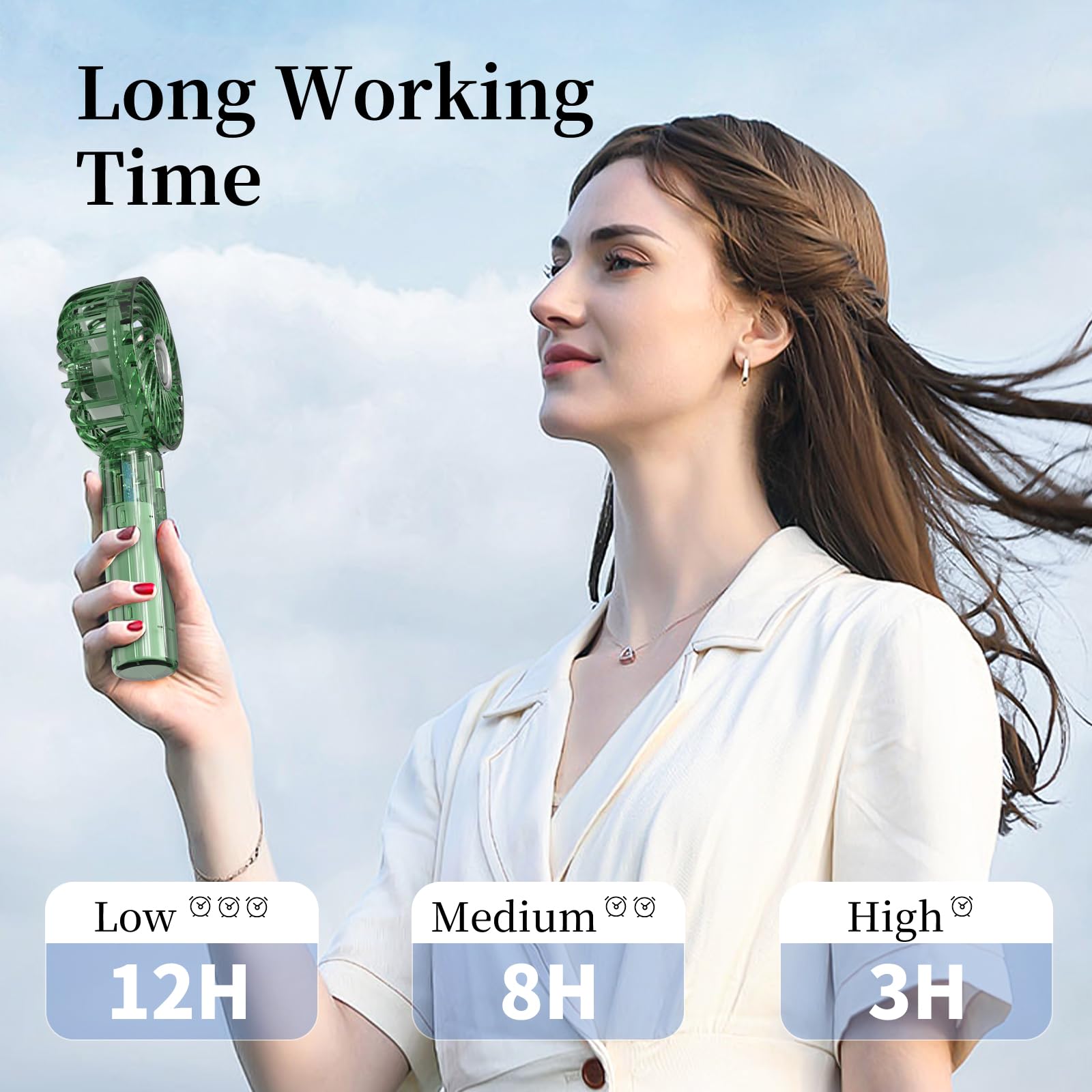 Portable Mini Handheld Fan,Transparent Design Small Fan Adjustable Usb Rechargeable 3 Speed Powerful