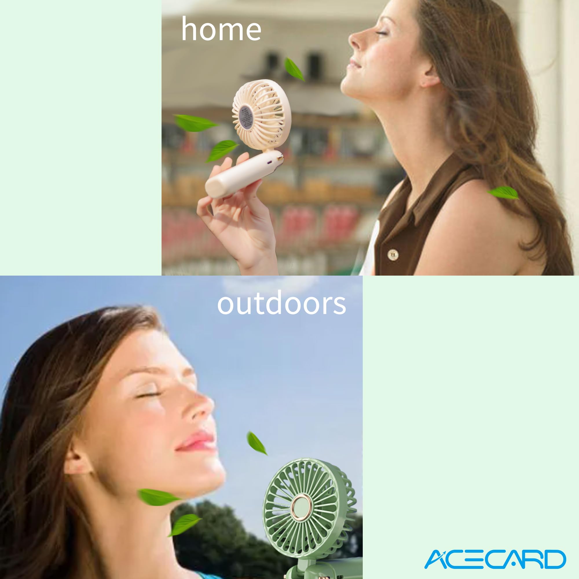 Portable Fan,Mini Handheld Fan,Neck Fan, Usb Rechargeable Fan, For Home Office Travel (Blue)