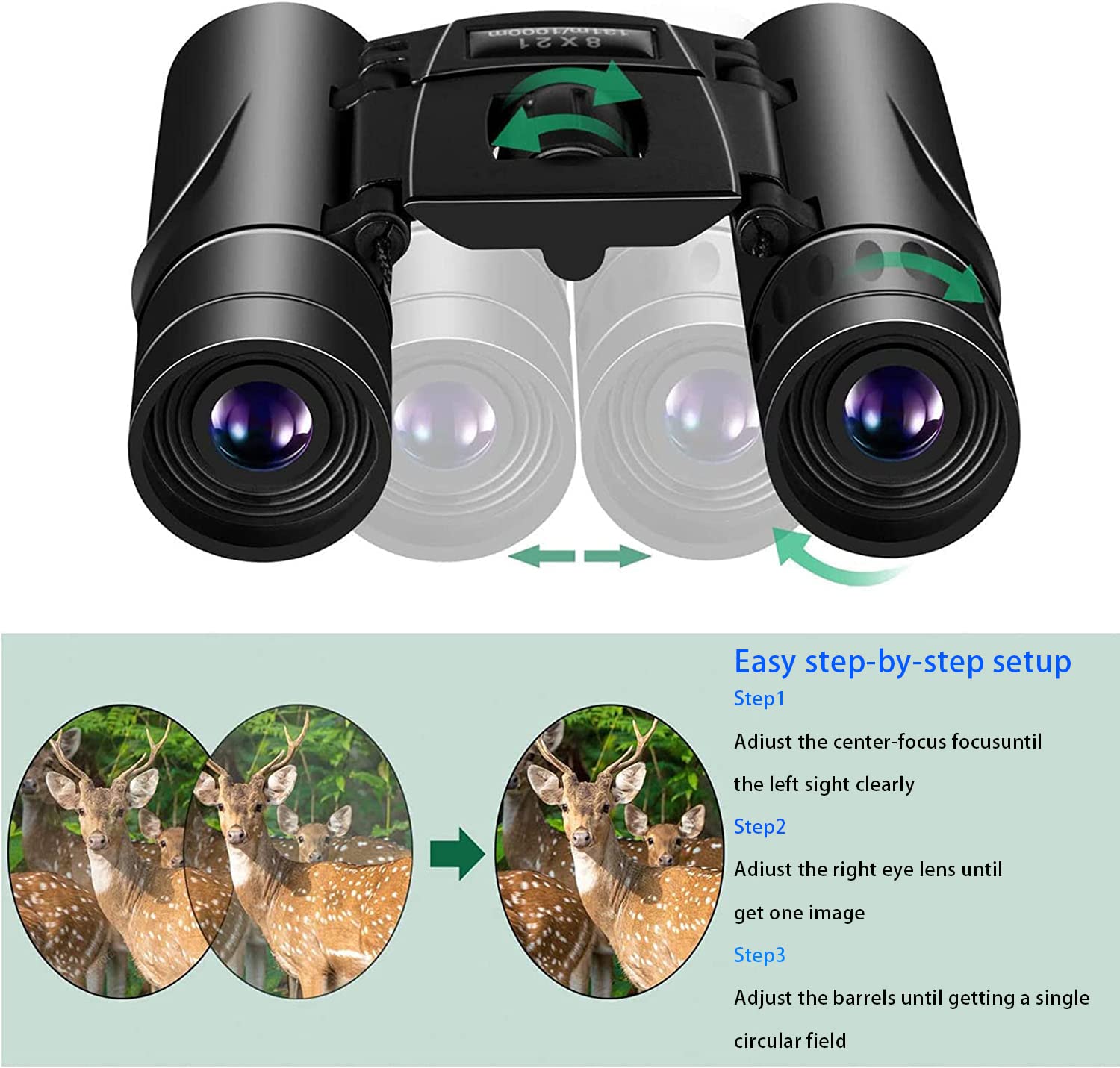 Ziyouhu 8X21 Binoculars Small Compact Light Binoculars, Suitable For Adults And Children Bird Watching Travel Sightseeing, Waterproof Lightweight Small Binoculars, With Clear Low-Light Vision