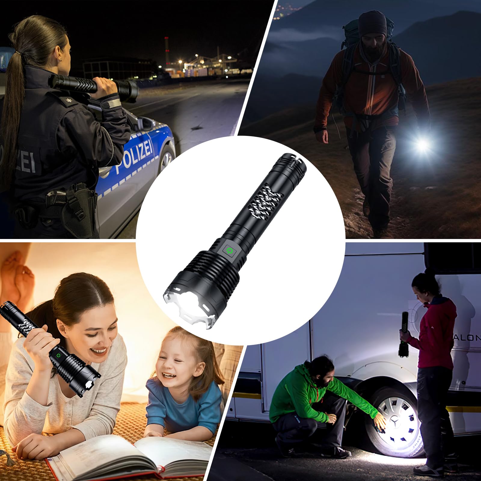 Grentay Rechargeable Led Flashlights 3600.000 High Lumens, Super Bright Flashlight With Input And Output Functions,Utility Flashlight For Camping Home Emergencies (Large, Piece, 1)