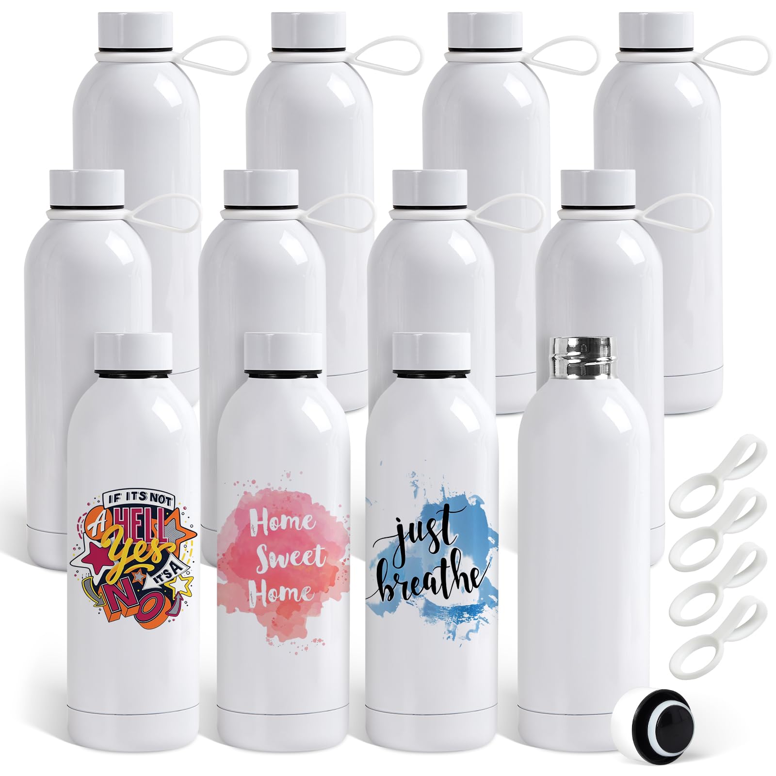 12 Pack 17 Oz Sublimation Tumblers Bulk, Double-Wall Insulated Stainless Steel Water Bottle Sublima