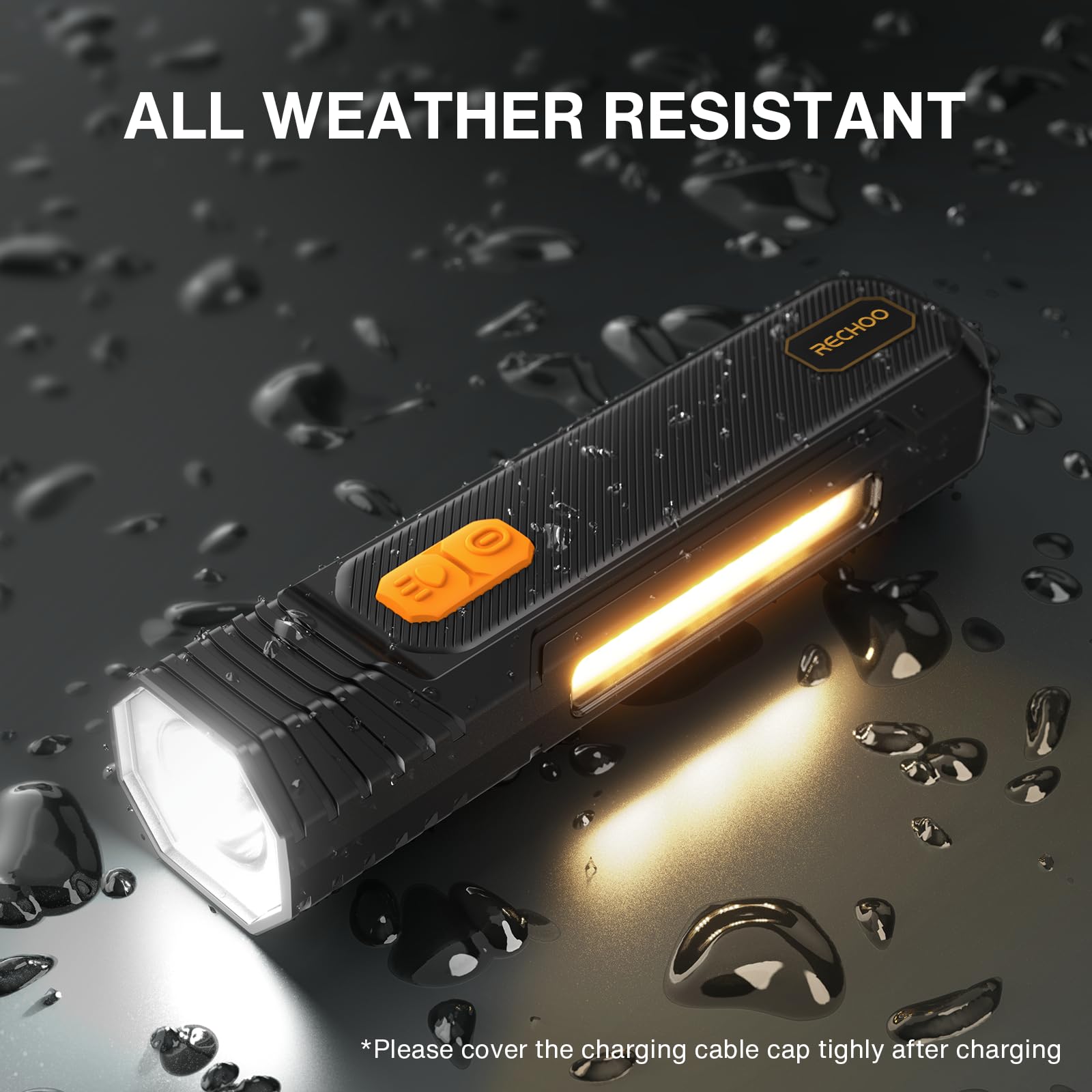 Rechoo Rechargeable Flashlight High Lumens, Portable Flashlight For Emergencies With Cob Side Light & 6 Modes, Multi-Functional Led Flashlight For Outdoor, Home, Camping (Battery Included)