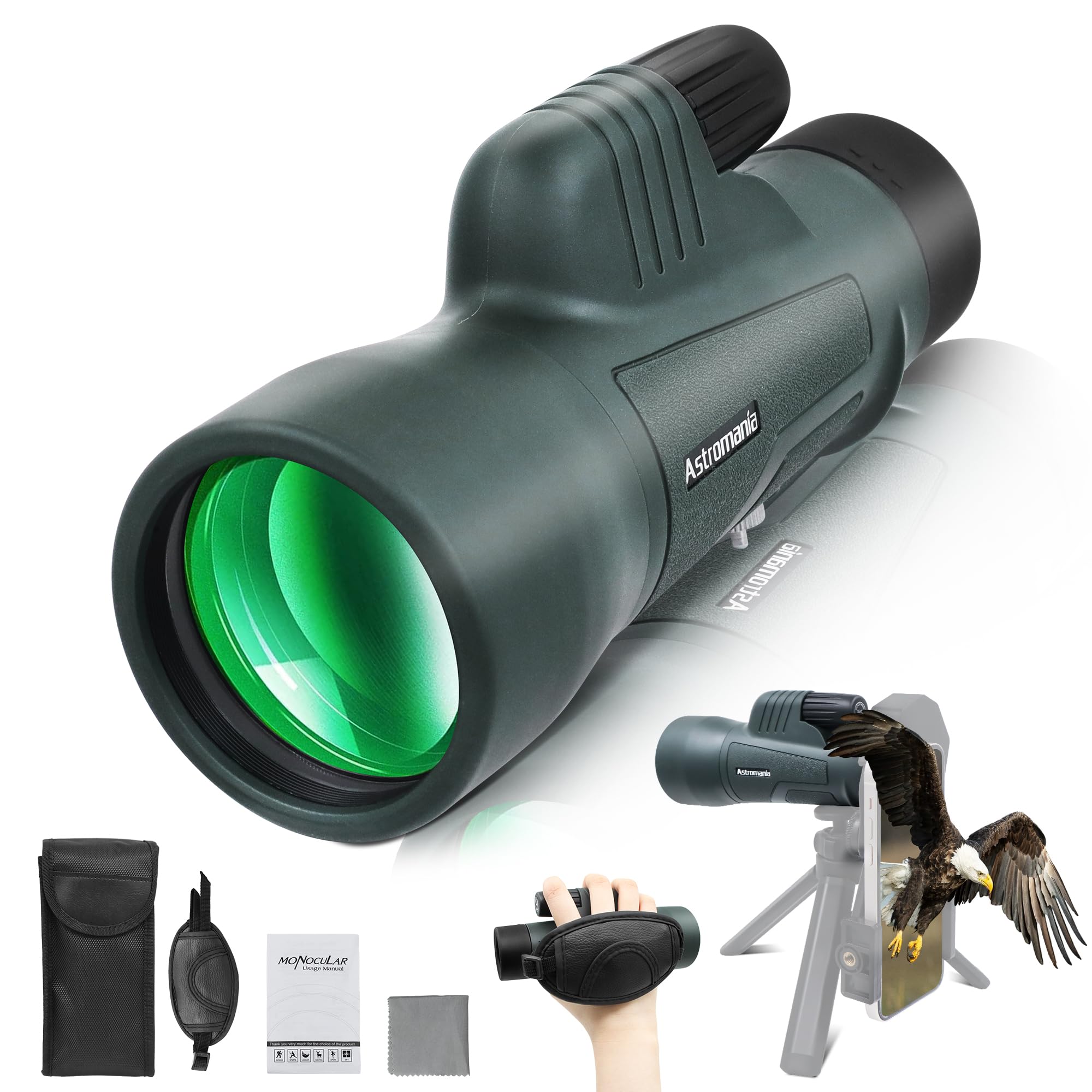 Astromania 12X50 Bak4 High Power Prism Monoculars, Waterproof, Compact Handheld Monoscope For Bird Watching, Sporting Events, Traveling For Men