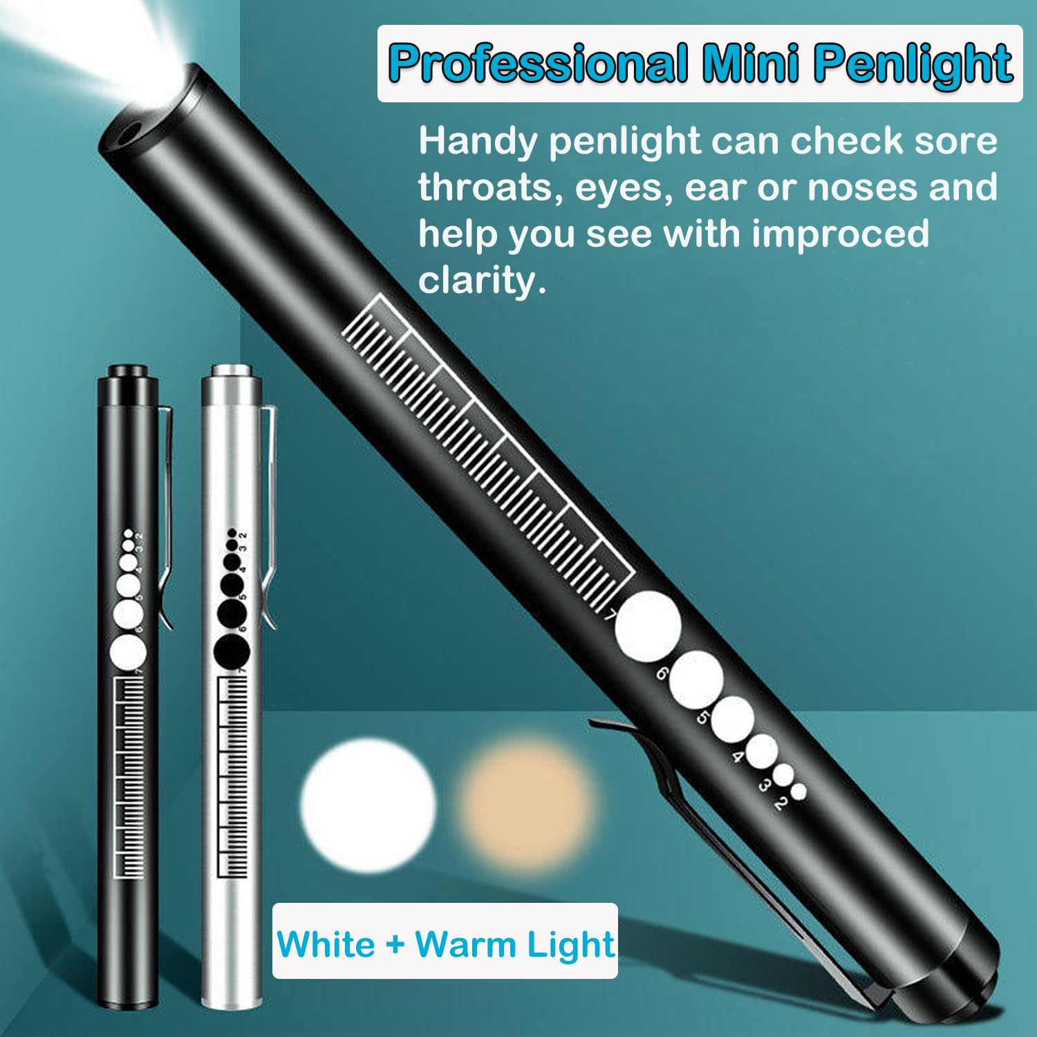 Yuentoen 2Pcs Pen Light, Led Pupil Gauge Penlight With 2 Light Led Sources, Usb Rechargeable Mini Penlight For Home Camping Outdoor And Emergency (Black+Silver)