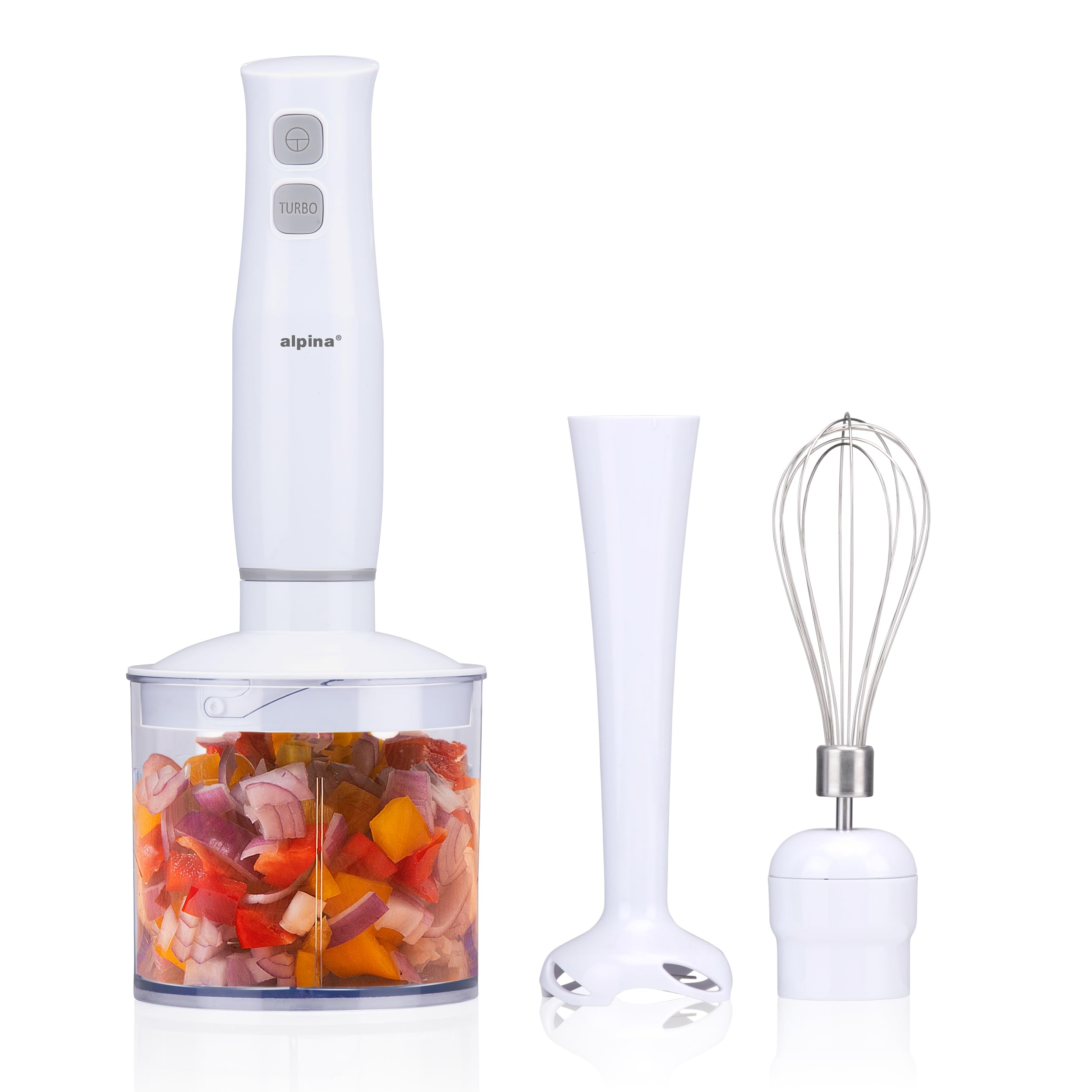 Alpina Hand Blender With Accessories, Mini Chopper, Blender, Arm, Blender, Multifunction 400W, White