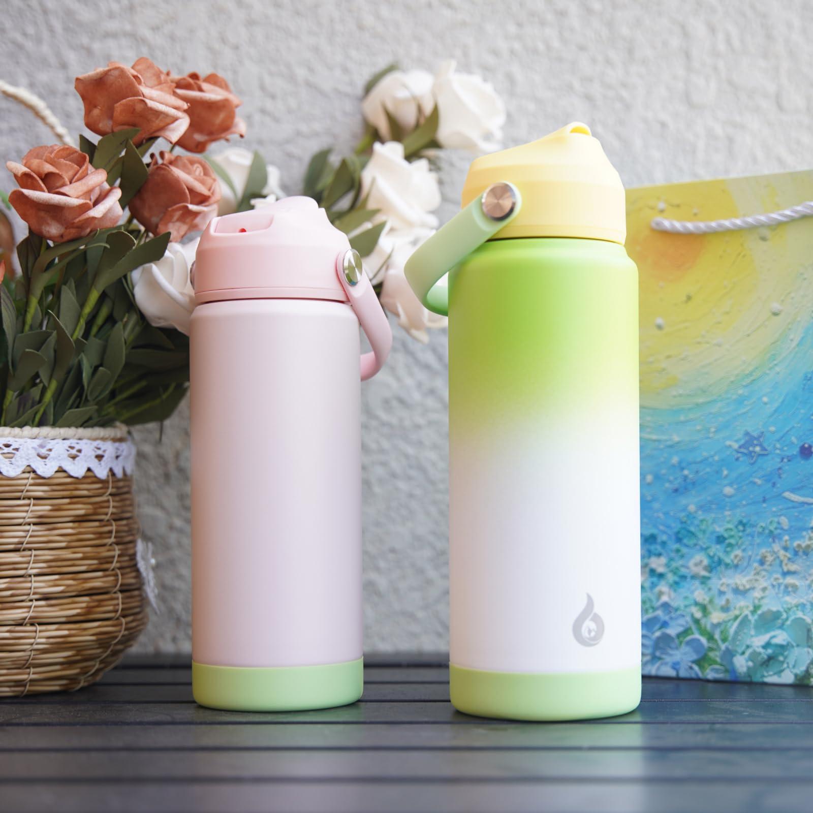 Bjpkpk Water Bottle With Straw Lid, 32Oz Vacuum Insulated Water Bottles, Metal Stainless Steel