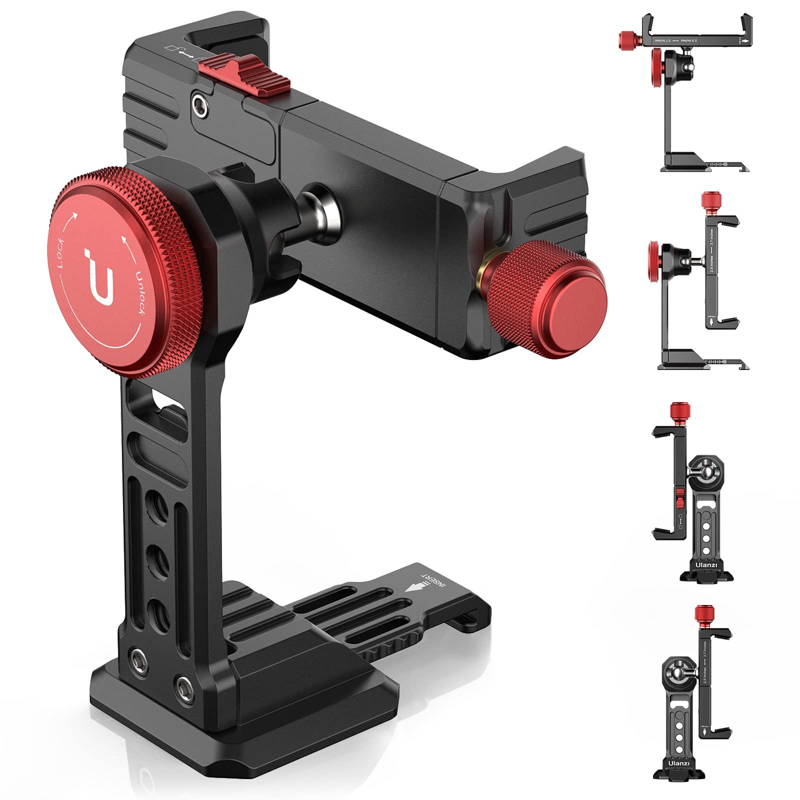 Ulanzi St-14 Phone Tripod Mount, Phone Holder For Tripod Aluminum, 360° Smartphone Tripod Mount W Cold Shoe, Adapter For Iphone 16, 15, 14, 13, 12, 11, Max, Pro, X, Xr, Xs, 6, 7 Plus