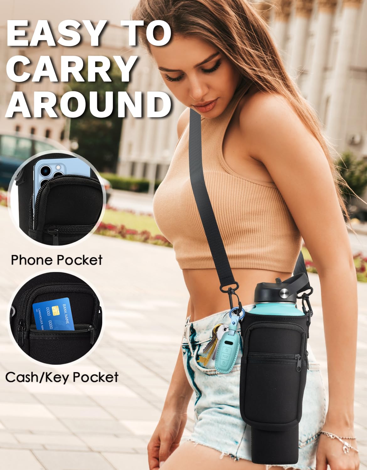 32Oz 40Oz Insulated Tumbler With Handle - Straw & Auto Spout Lid, Protective Boot, Stainless Steel