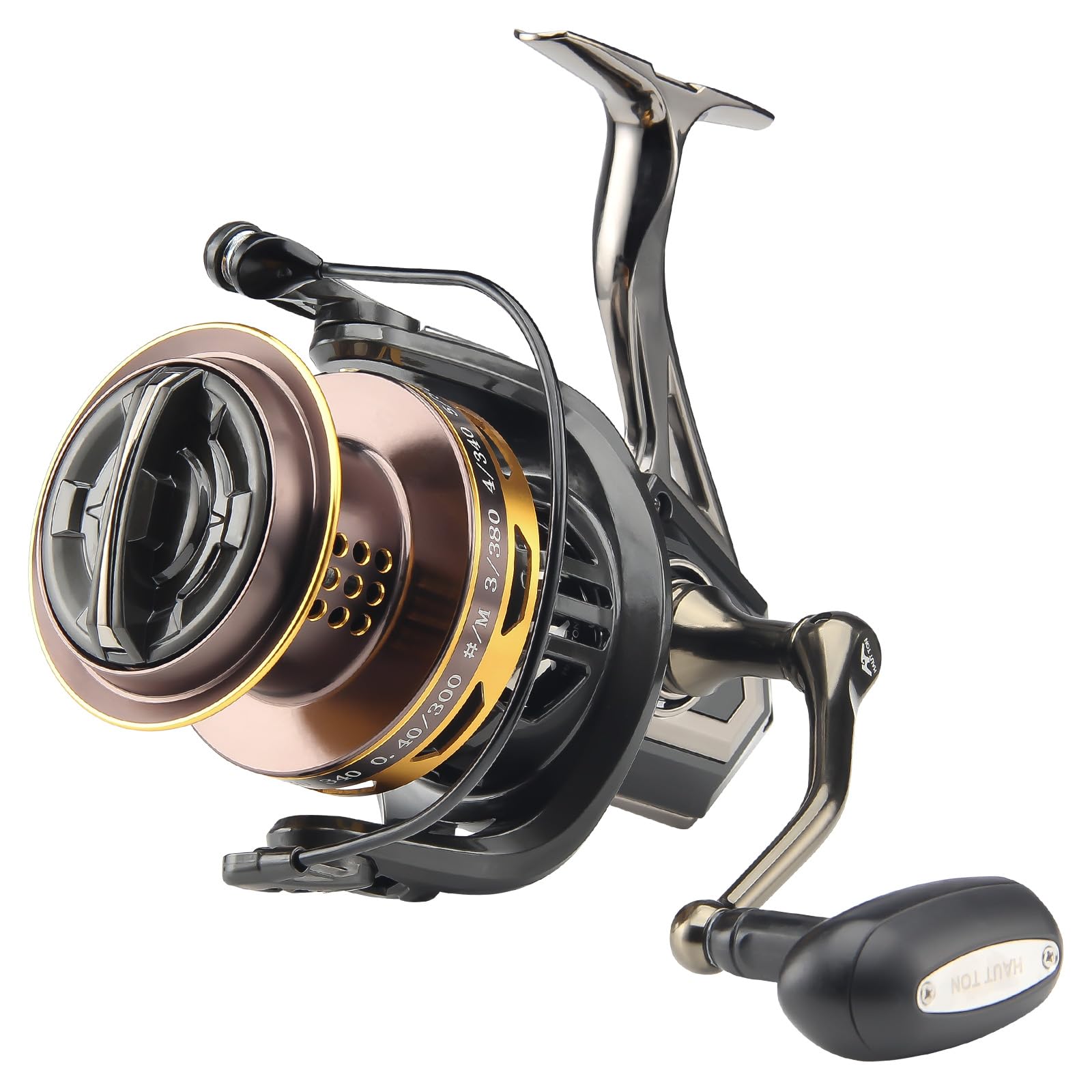 Haut Ton 8000/10000/12000 Big Game Surf Spinning Fishing Reel,20Kg Drag Power. Backlash- Bearings,Metal Reel Seat,Zinc Alloy Gear For Saltwater Inshore And Offshore Fishing