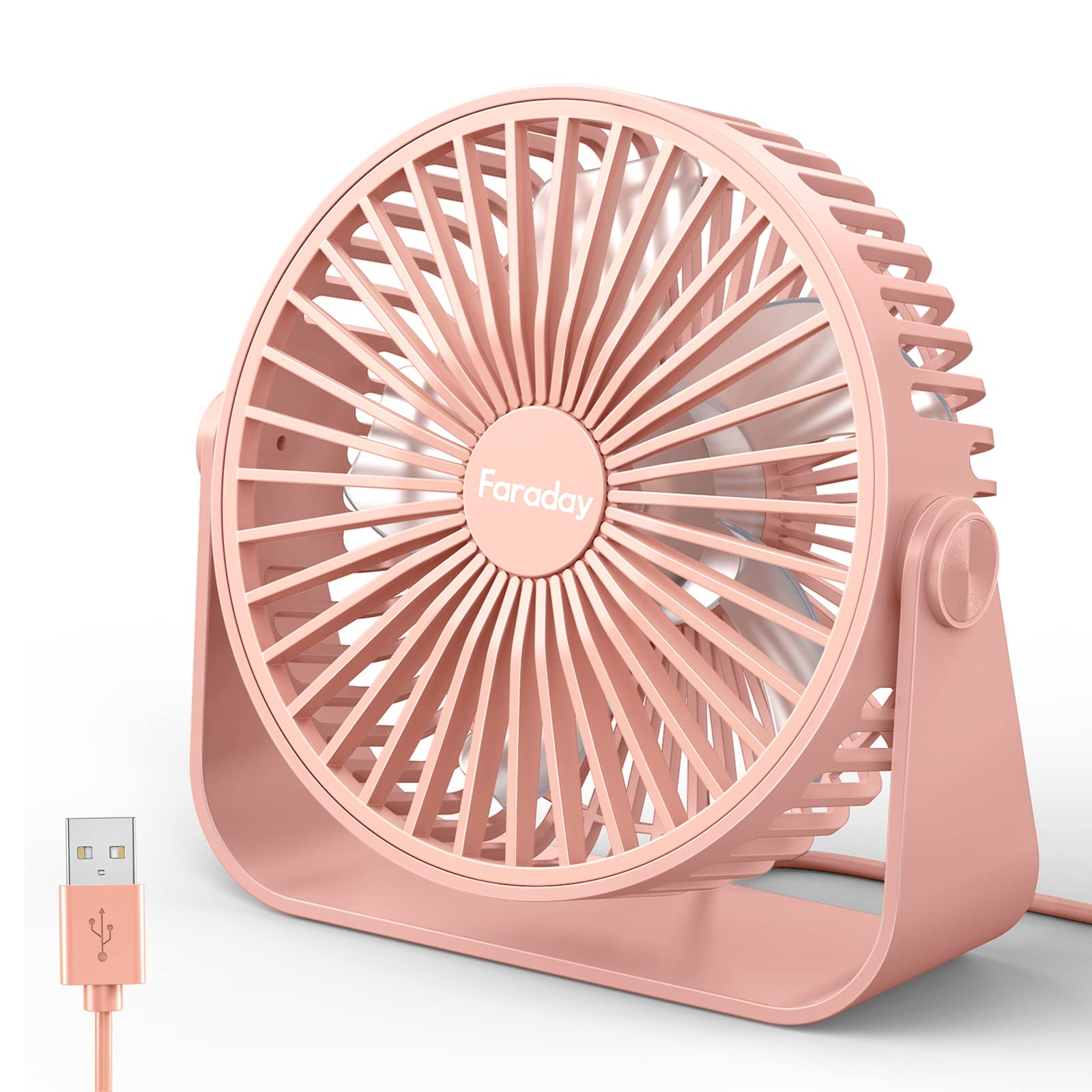 Faraday Usb Desk Fans 5 Inches Portable Table Fans 360° Head Rotation Small Personal Desktop Fan - Koospark