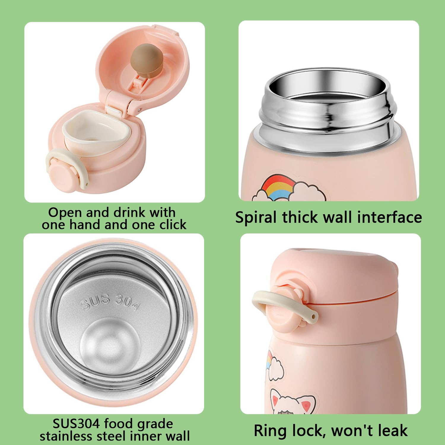 9 Oz Mini Water Bottle Small Stainless Steel Thermoses - Insulated Vacuum, Leak Proof, Keeps Drinks