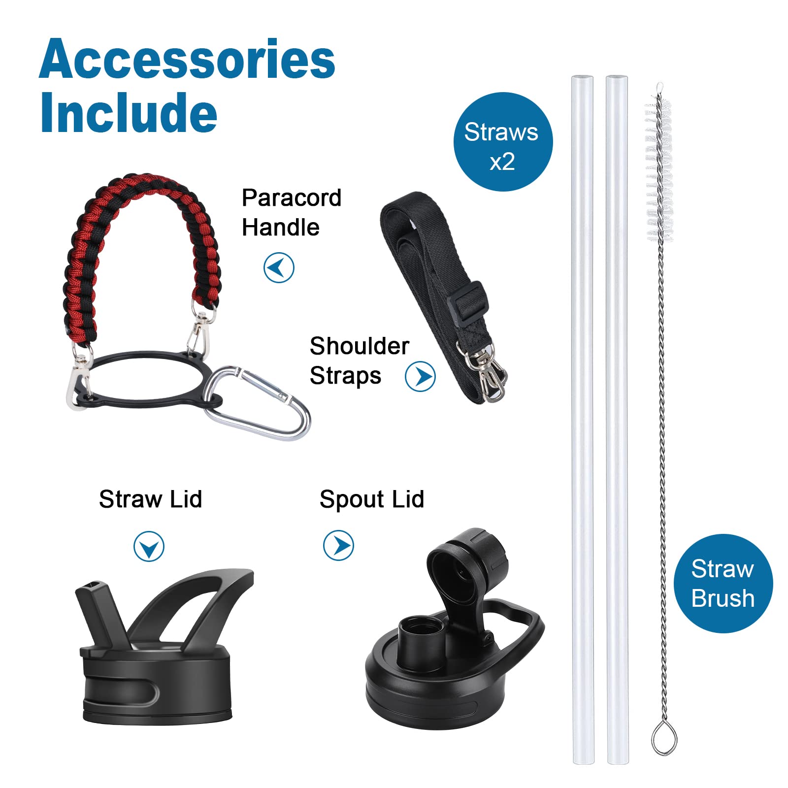 Werewolves Insulated Water Bottle With Paracord Handles & Strap & Straw Lid & Spout Lid,Reusable