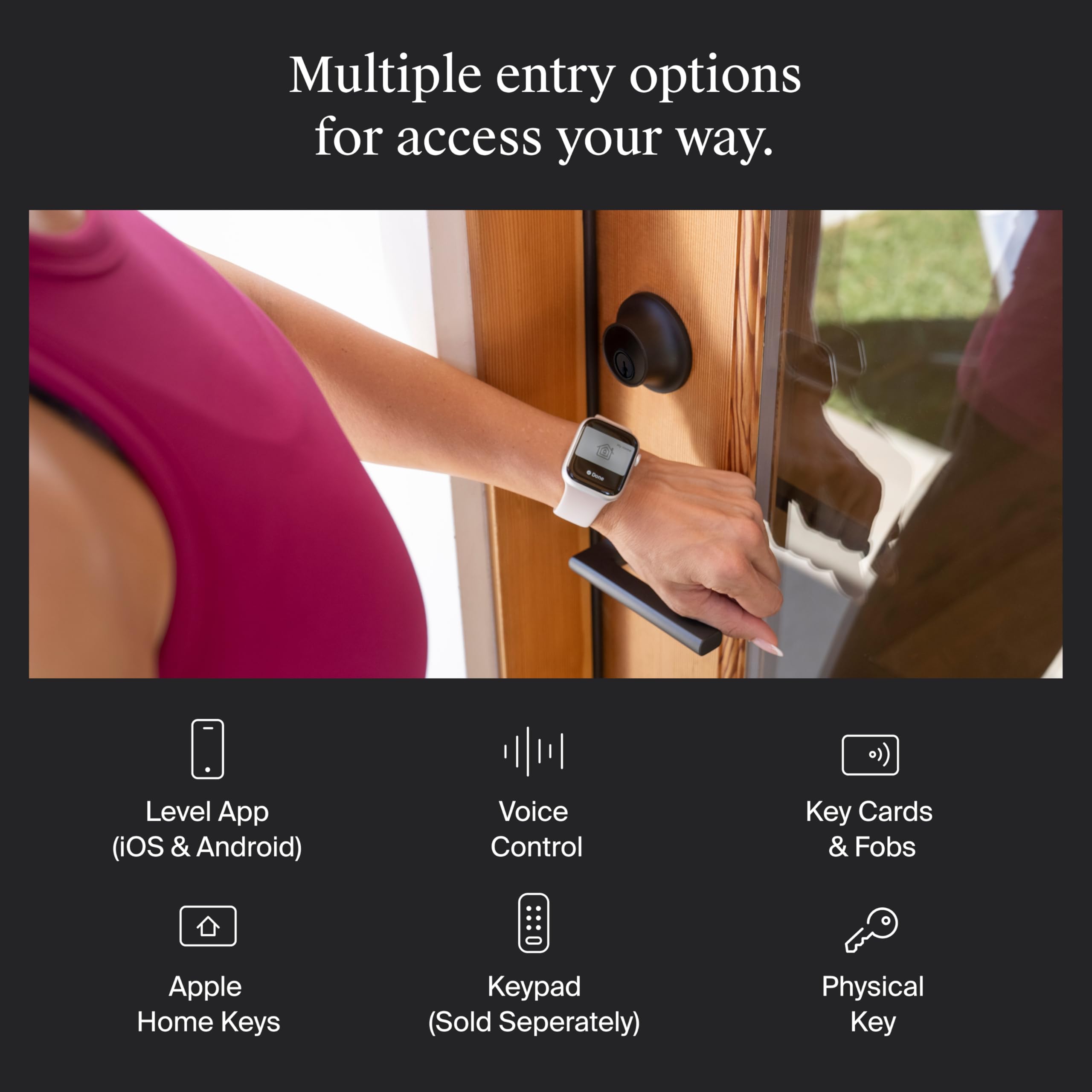 Level Lock+ (Matter) Smart Lock - World'S Smallest, Most Advanced Matter-Over-Thread Deadbolt Plus Apple Home Key - Keyless And Remote Access Via Apple, Alexa, Google Home, Smartthings (Matte Black)
