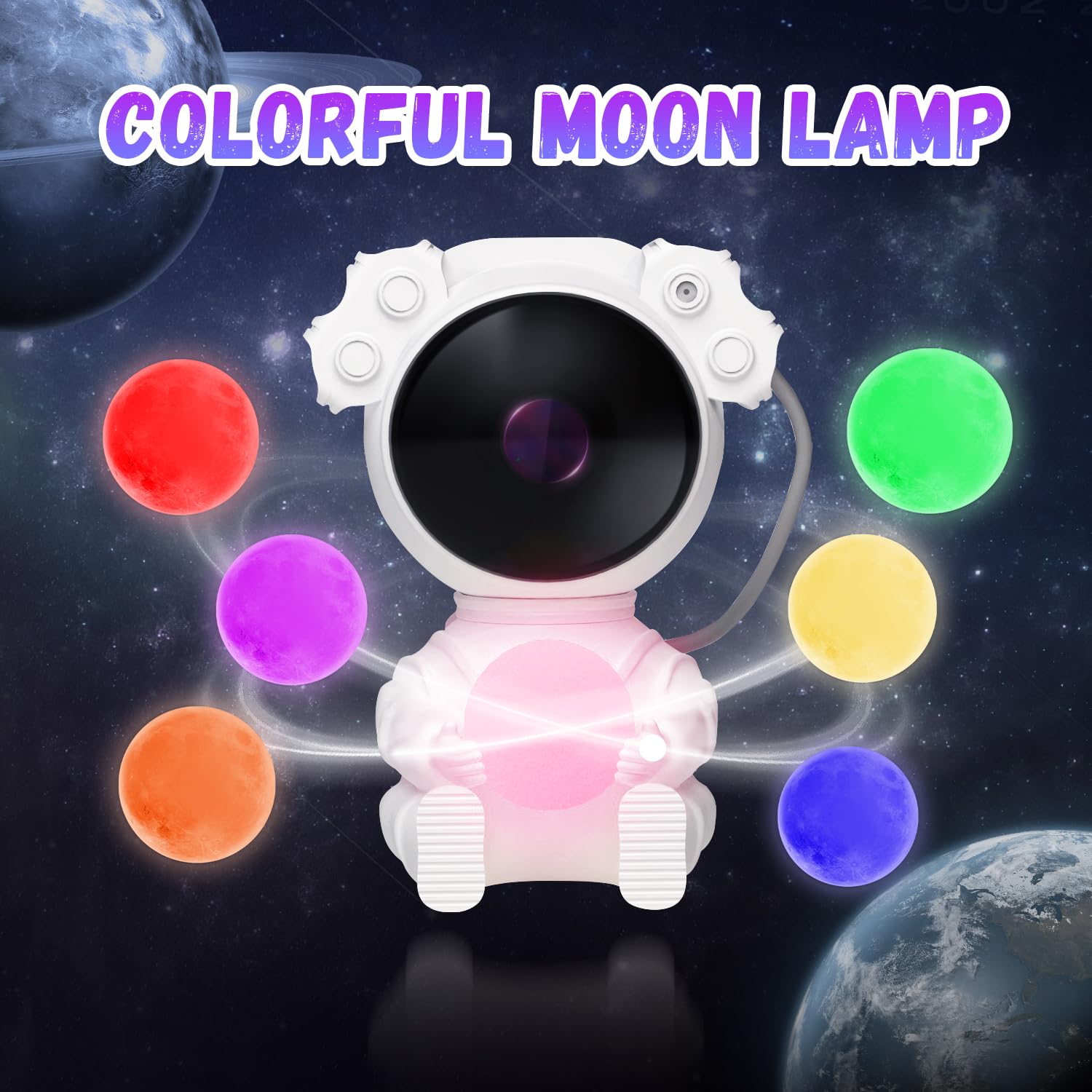 Wonhag Astronaut Galaxy Projector Star Projector Nebula Led Ceiling Galaxy Space Projector For Bedroom Adults Night Light For Kids Room Decor Lamp (White-Ball)
