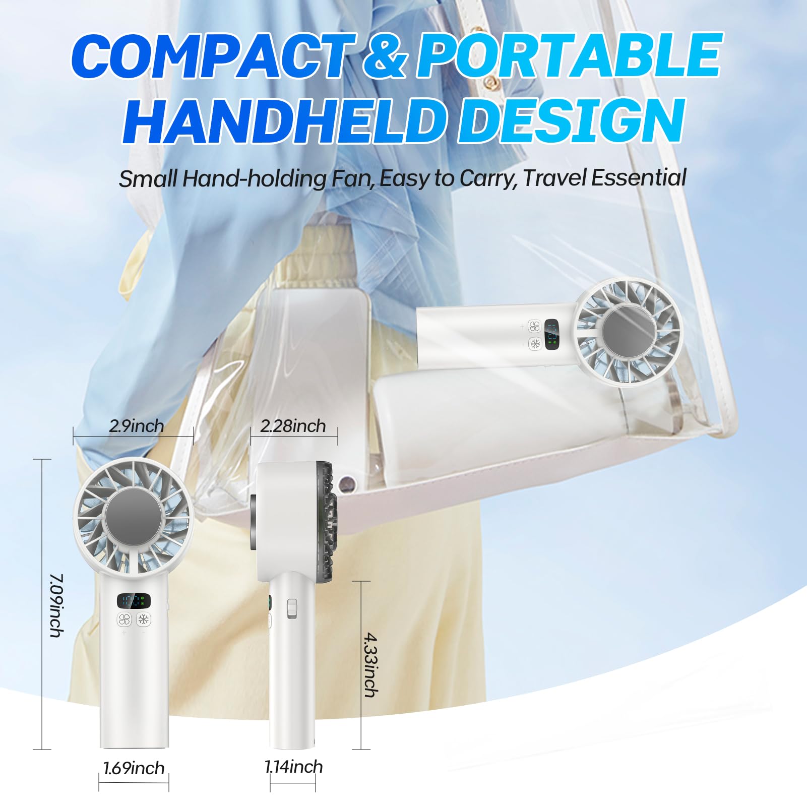 Handheld Ice Fan - 16℃ Tec Superconducting Cooling, 5200Mah Rechargeable & Anc Silent Motor