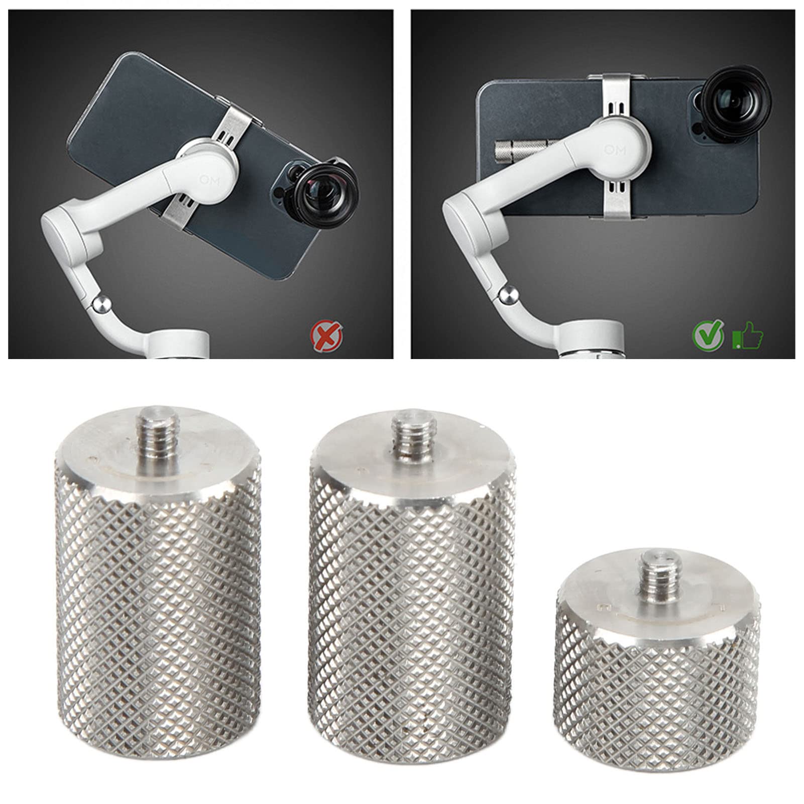 Pilipane Counterweight Head Stabilizer, 3Pcs Stainless Steel Counterweights Stabilizer Counterweight For Om Stabilizers Accurate Balance For Enhanced Mobile Filmmaking