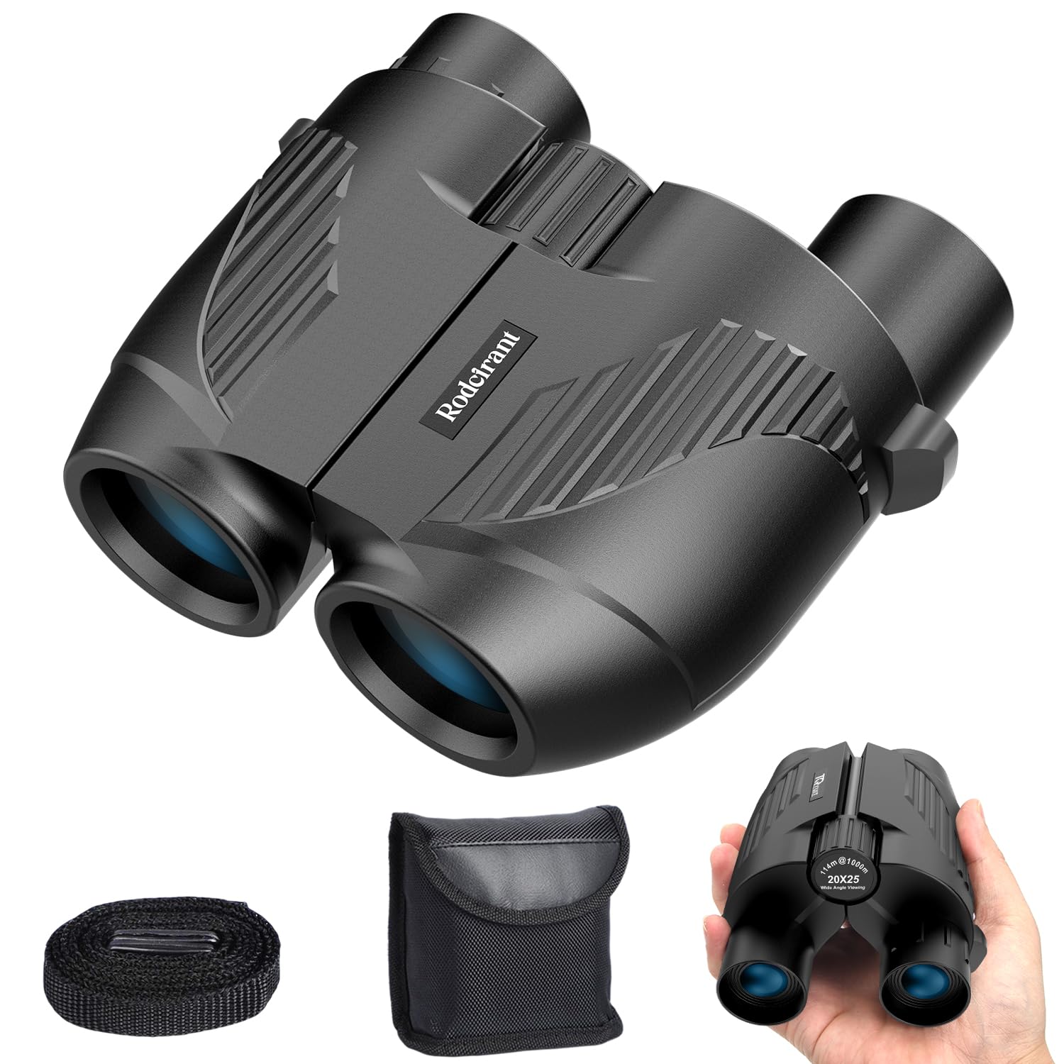 Rodcirant 20X25 High Powered Binoculars, Suitable For Bird Watching,Sightseeing And Outdoor Sports., M, Black, Hhm72