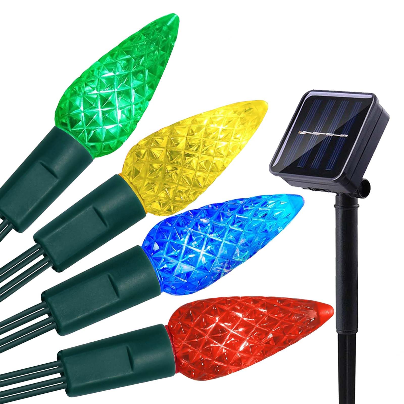 Iticdecor Solar C6 Strawberry String Lights Outdoor, 50Led Led Christmas Fairy Lights Decor, 8 Lighting Mode, Waterproof For Indoor Outdoor Patio Xmas Tree Party Decor(Multicolor)