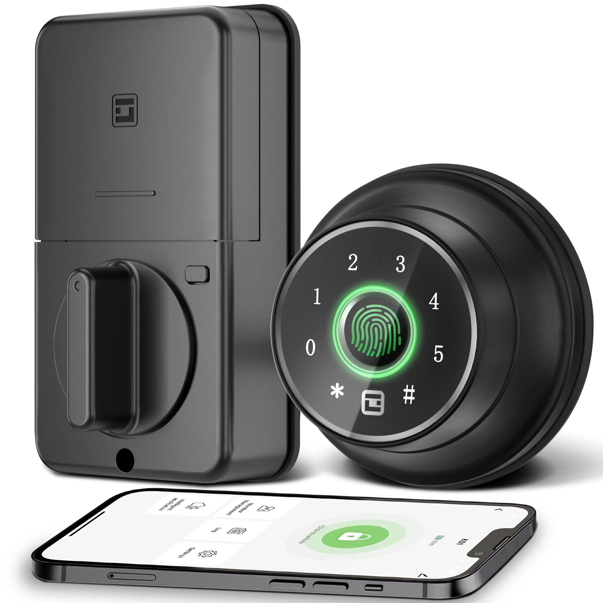 Geektale 4-In-1 Keyless Entry Door Lock, Fingerprint Door Lock With Keypad, Biometric Smart Lock Deadbolt For Front Door, App Control