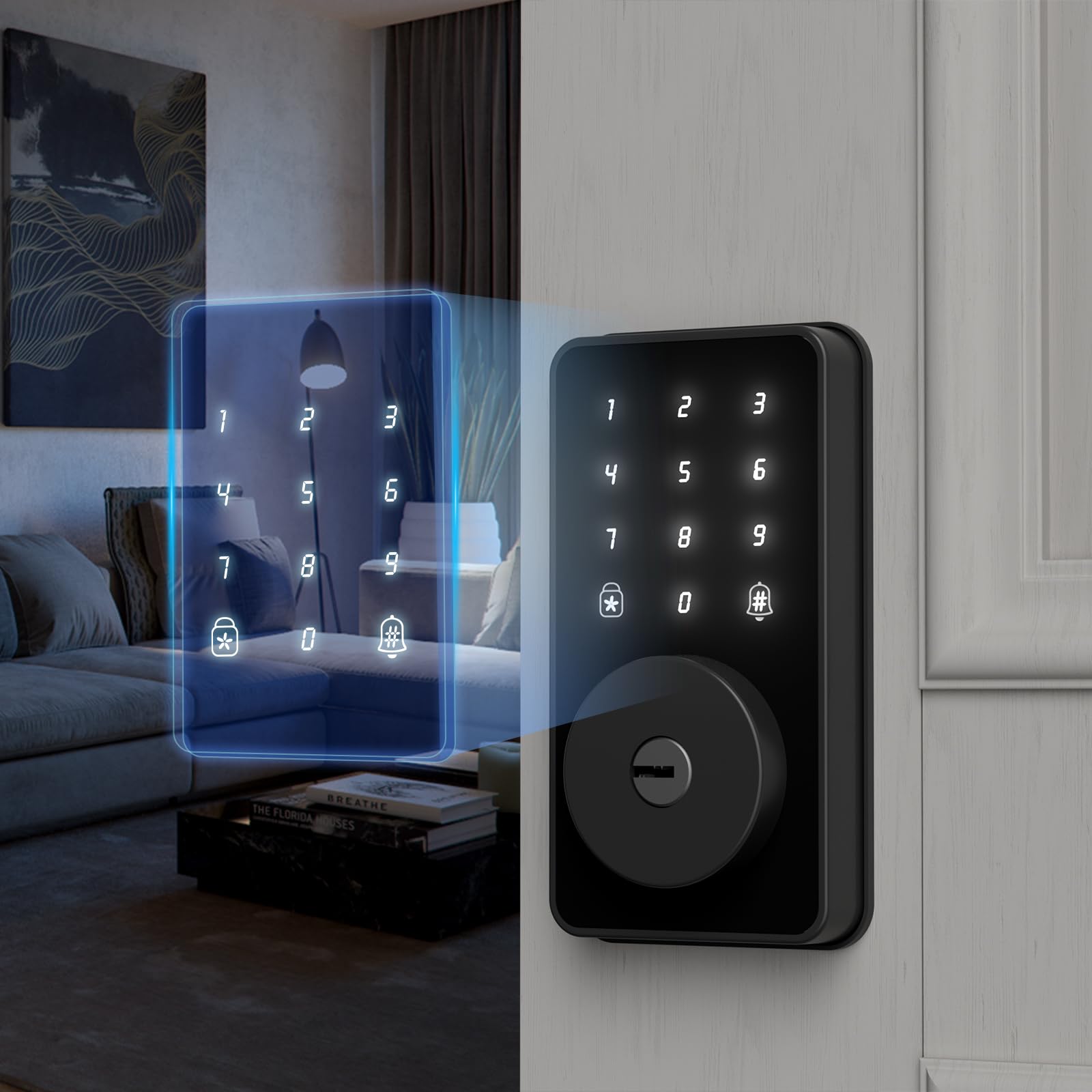 Biquole Keyless Entry Door Lock With Keypad-Electronic Door Lock With Code - Digital Deadbolt Auto Lock No App &Wifi Suitable For Office Front/Exterior Door