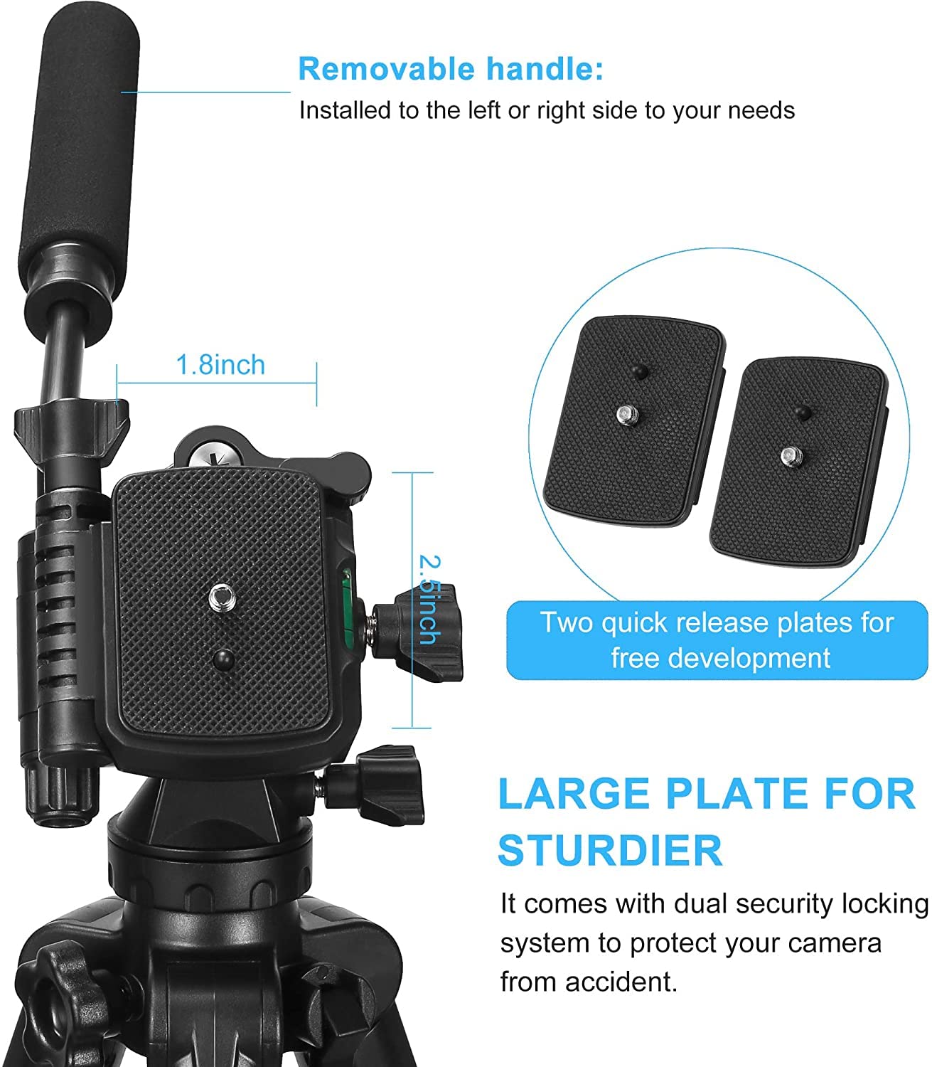Victiv 73" Tripod For Camera With Fluid Head - Heavy Duty Stand For Dslr, Cell Phones, Spotting Scopes & Webcam - Complete Unit With Tablet & Phone Mount