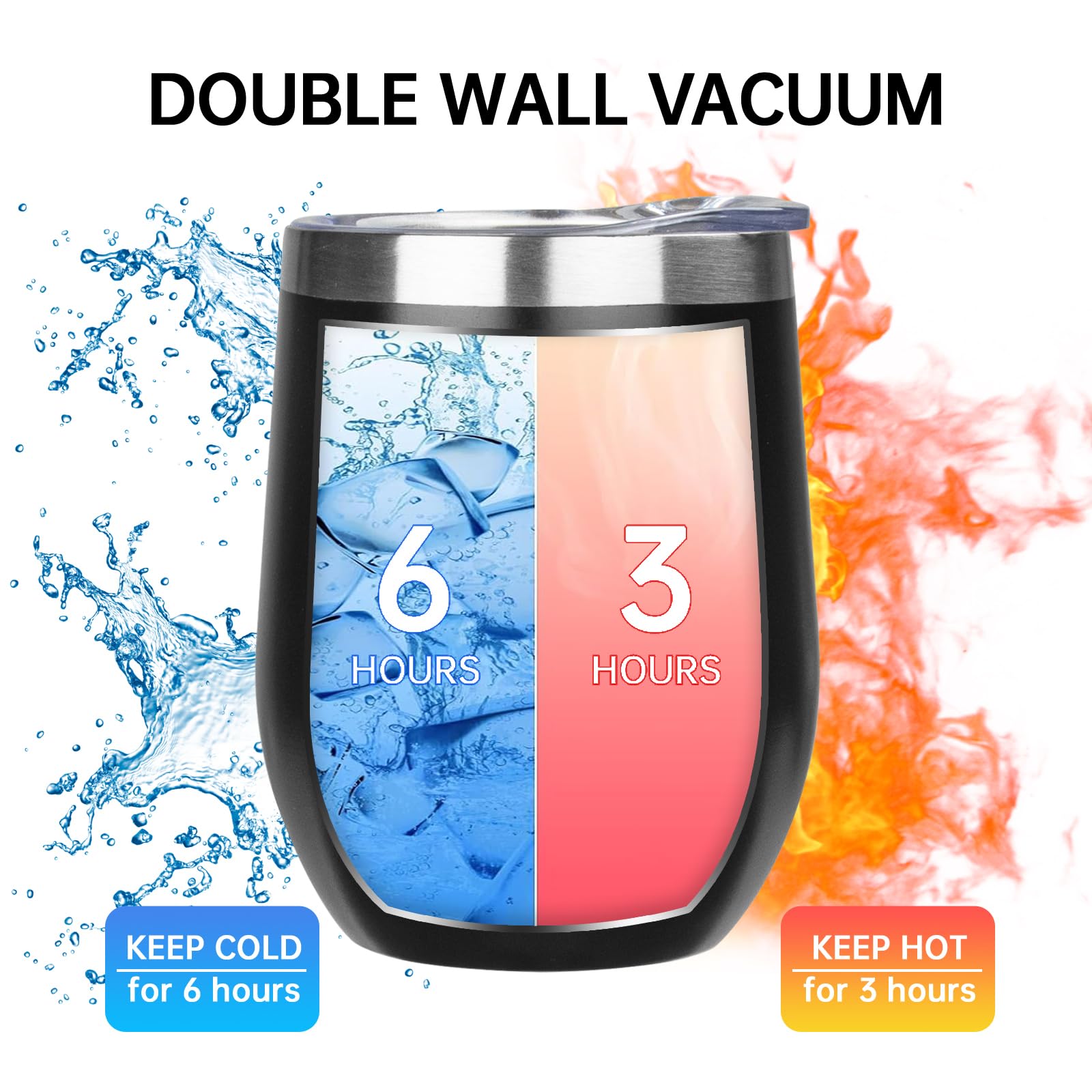 Mezmut 12 Oz Insulated Wine Tumbler With Lid Double Wall Vacuum Stainless Steel Wine Glass Coffee