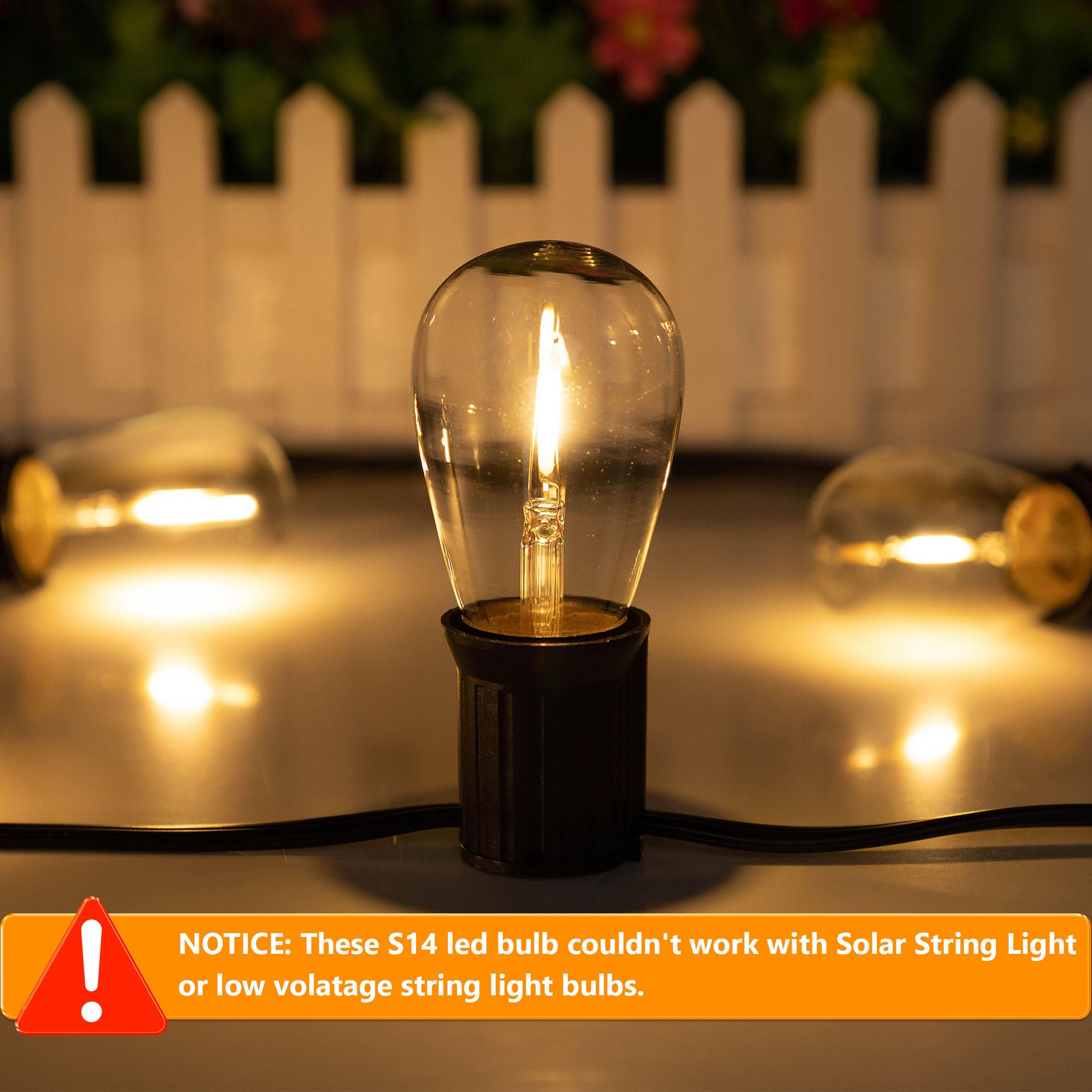 Sphoon 25 Pack S14 Replacement Led Bulbs Outdoor String Lights Bulbs Filament Edison Bulb 1W=10W For Garden Patio Party Warm White 2700K,80Lm,Clear Glass,E26 Base