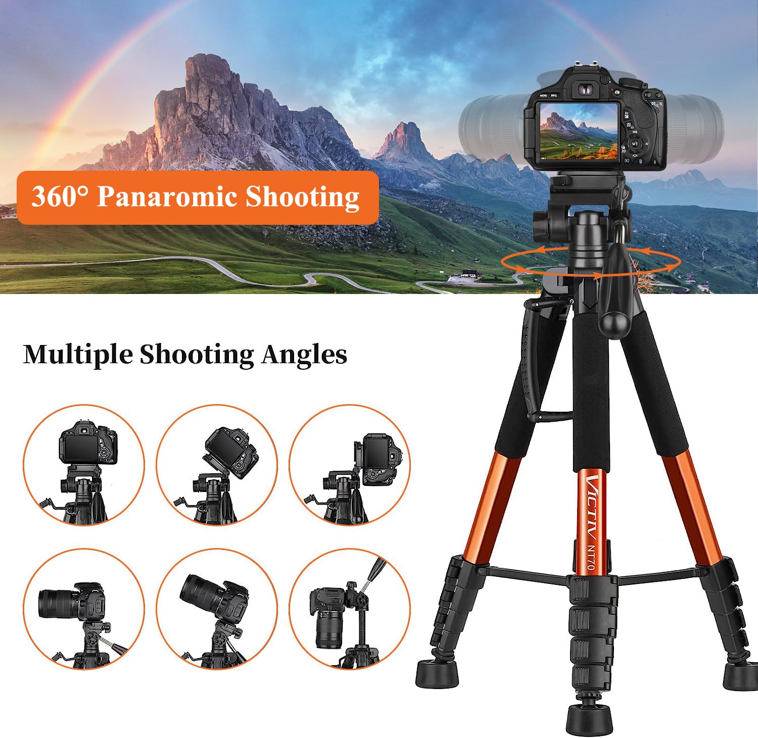 Victiv 74" Camera Tripod Stand, And 72" Fluid Head Tripod