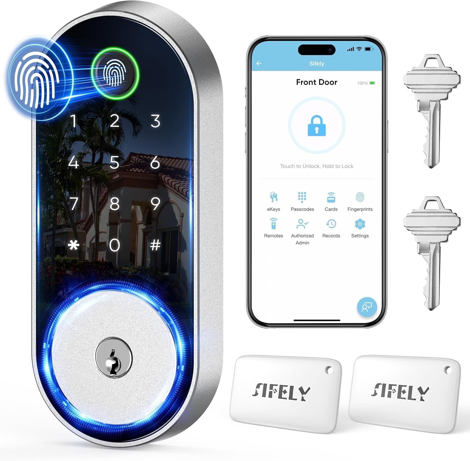 Sifely Keyless-Entry Door-Lock Deadbolt Smart Lock: Electronic Deadbolt Lock With Keypad, Fingerprint & Code Access, Digital Door Keypad For Front Doors, Entry Doors And Exterior Doors (Nickel)