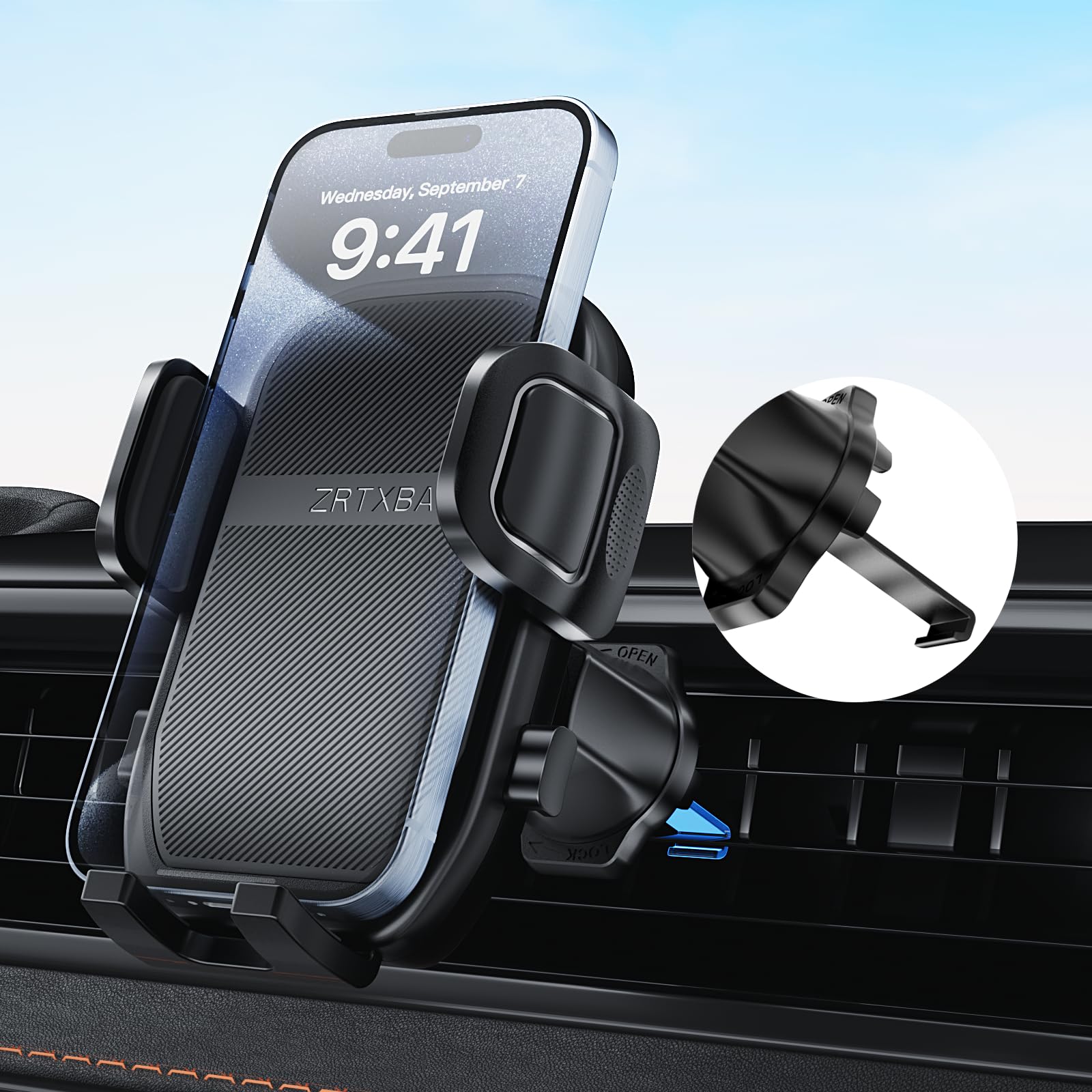 Zrtxba Phone Holders For Your Car With Metal Hook Clip, Air Vent Cell Phone Car Mount 360° Rotation Car Phone Holder Universal Automobile Cradle Fit For Iphone Android And All Smartphones Dark Black