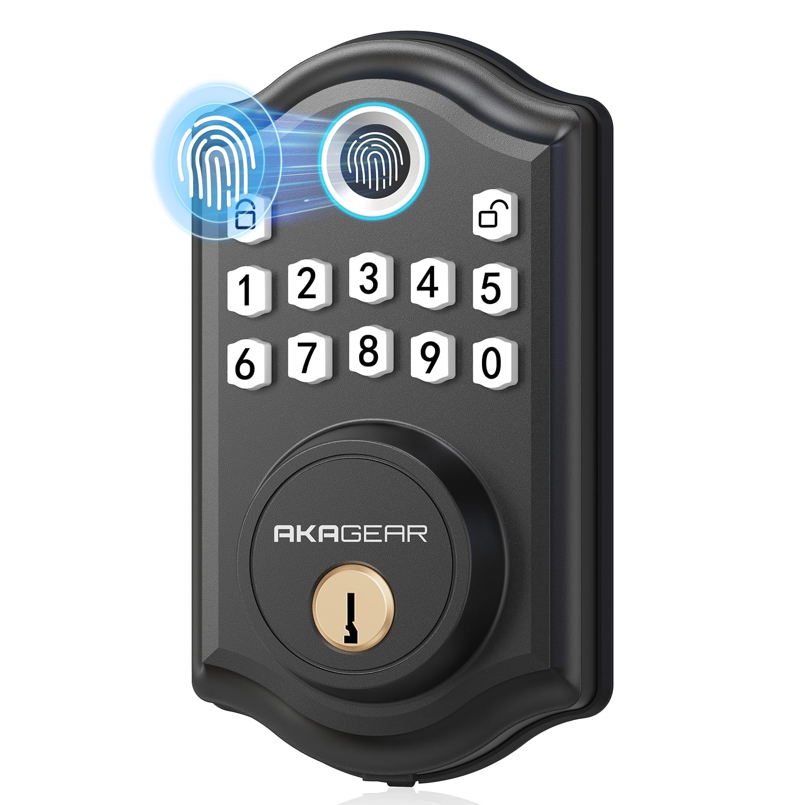 Akagear Ds10 Keyless Entry Door Lock With Fingerprint, Electronic Keypad, 2 Keys, Auto-Lock & One Touch Locking, Easy Installation, Matte Black