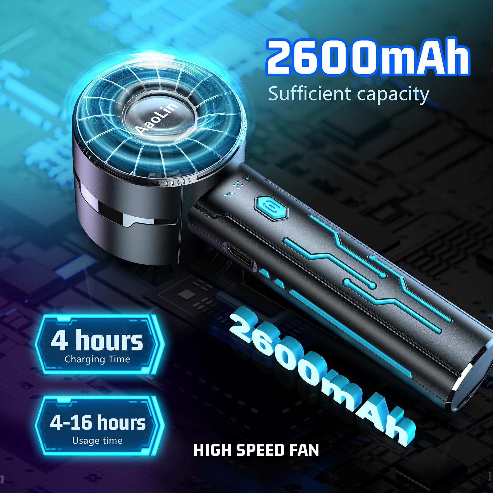 Personal turbo fans with 7000RPM motor, powerful airflow for outdoor and travel cooling Koospark