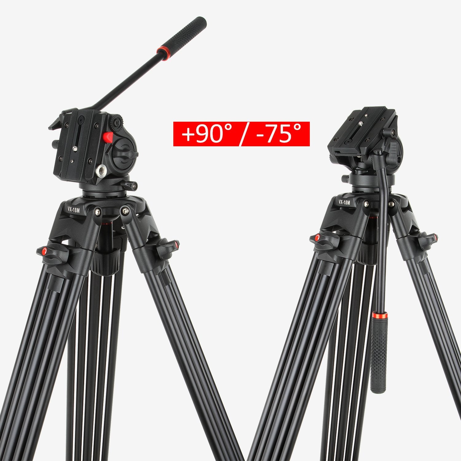Viltrox Vx-18M Professional Aluminum Alloy Heavy Duty Video Camera Camcorder Panorama Tripod With Fluid Drag Head For Dslr Video Recorder,188Cm/74 Inch