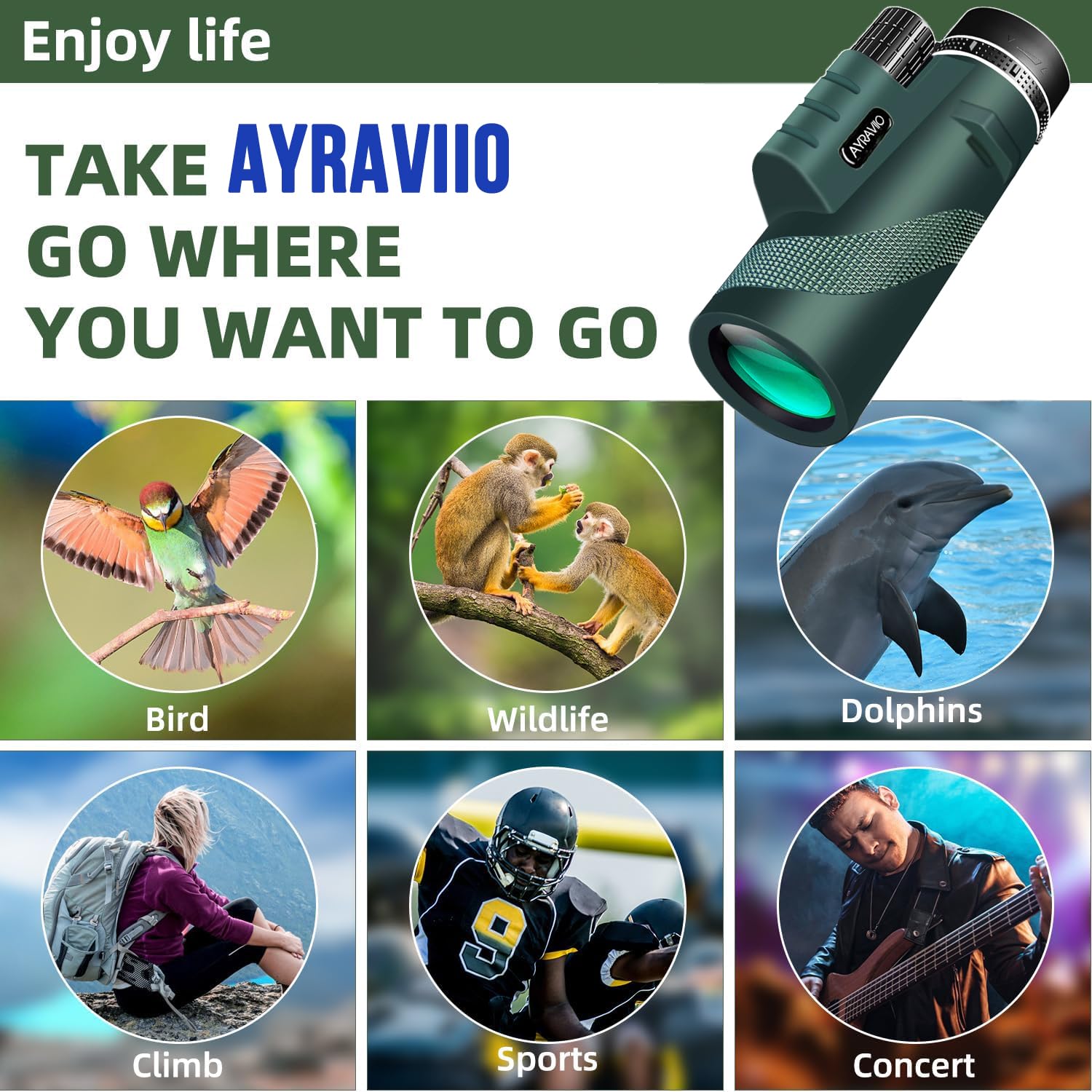 Ayraviio Birthday  For Men Dad Him Husband Teen, 10X42 Monocular Telescope For Adults, High Powered Fmc & Bak4 Scope, Compact Monocular, For Fathers Day, Outdoors Survival Hiking Gear For Adventure