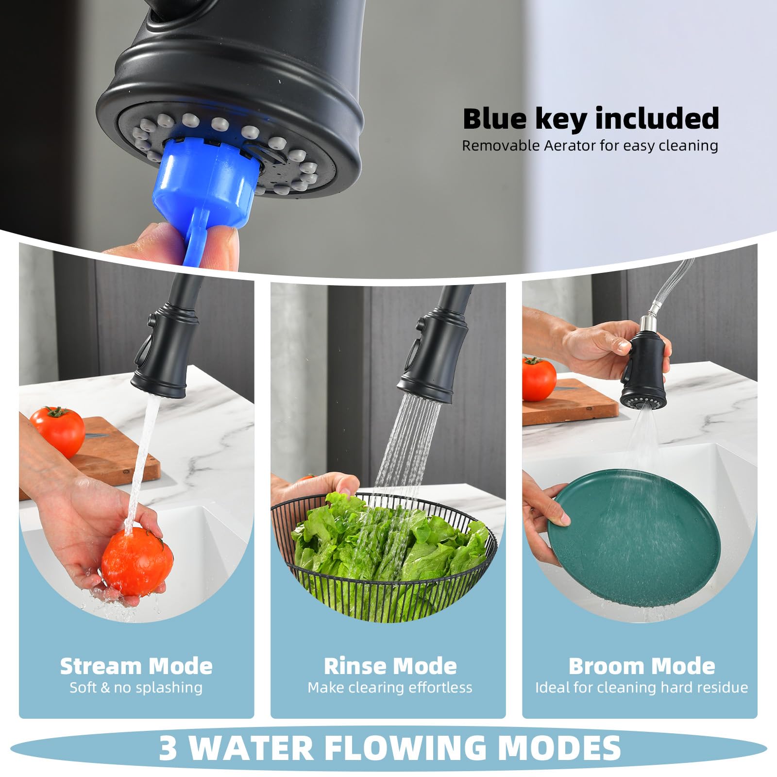 Appaso Black Kitchen Faucets, Kitchen Faucet With Pull Down Sprayer, Stainless Steel, Sink Faucet, Single Handle, High Arc,Pull Down Kitchen Faucet, Matte Black Faucet For Kitchen, Rv, Bar