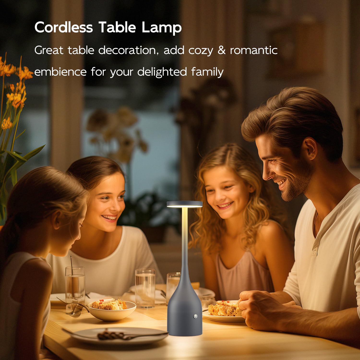 Yogaret 2 Pack Grey Rechargeable Table Lamps Cordless,5000Mah Battery Operated Led Table Light For Outdoor Patio Restaurant Dining Dinner Home Tabletop