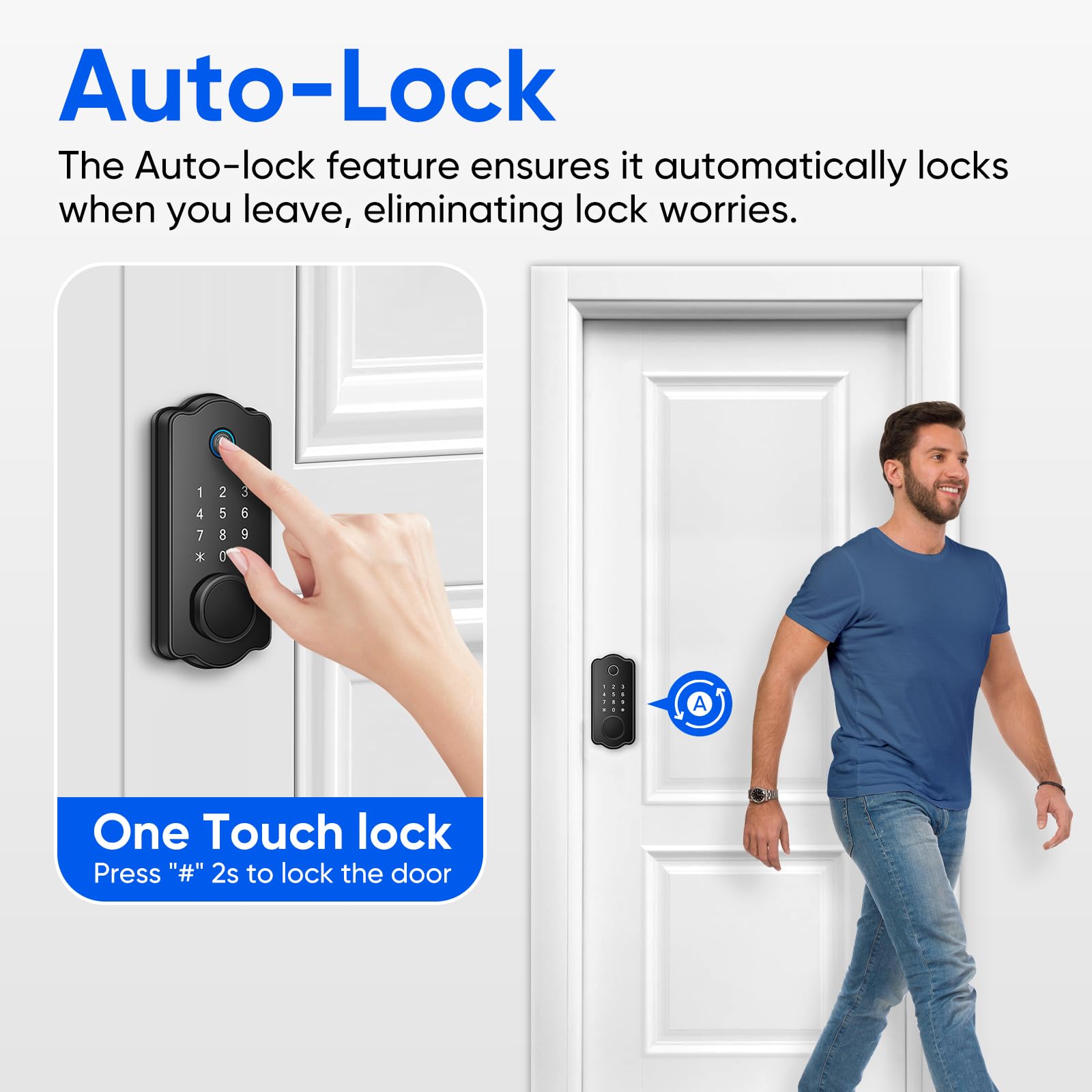 Mypin Fingerprint Smart Door Lock, Keyless Entry Door Lock Deadbolt, Electronic Biometric Door Lock With Phone/Watch App Control, Auto Lock With Touchscreen Keypad For Bedroom, Front Door, 7 Ways To Unlock