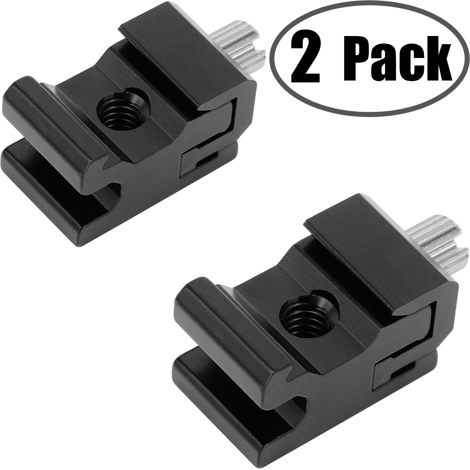 Anwenk Camera Metal Cold Shoe Flash Stand Adapter With 1/4"-20 Tripod Screw Thread (2 Packs)