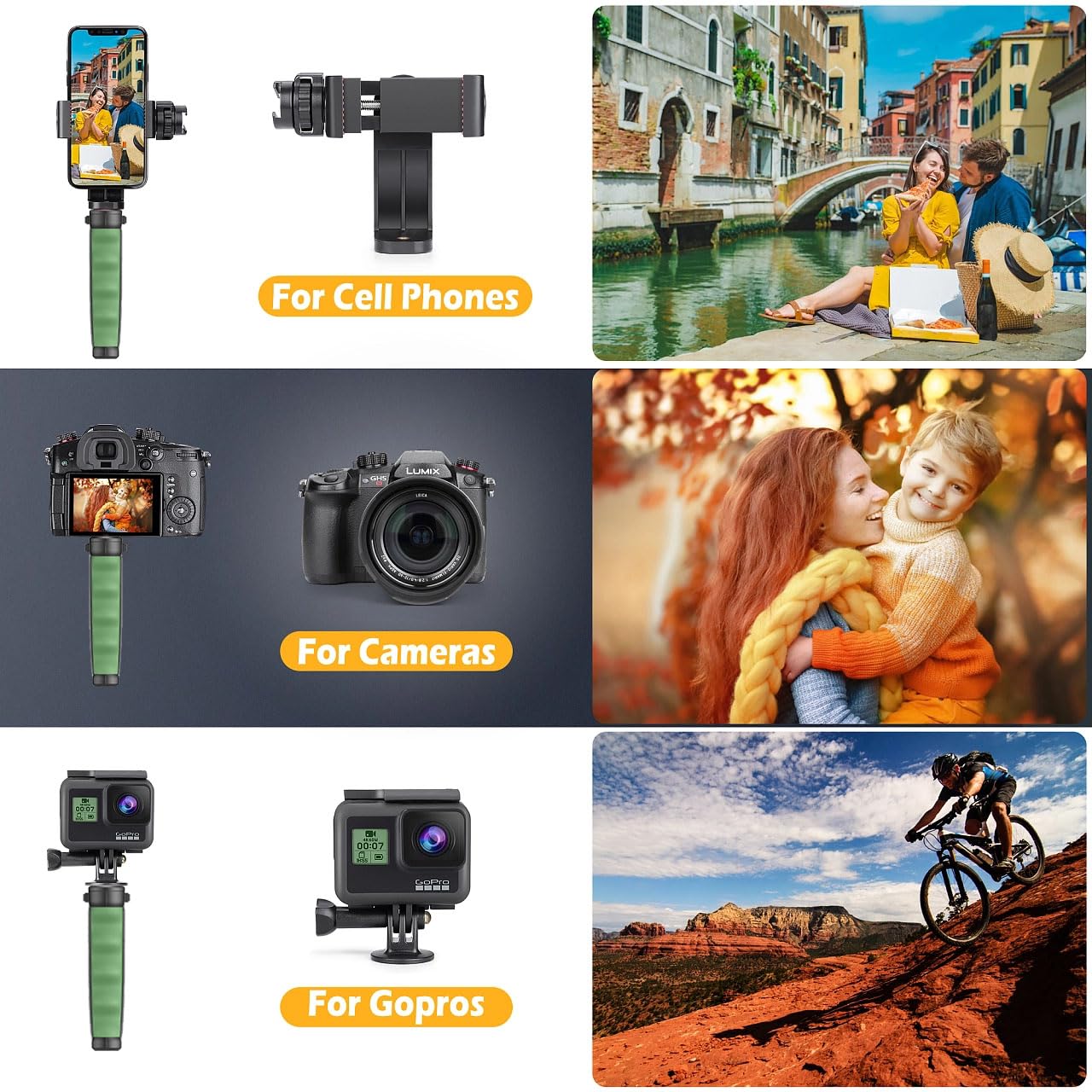 Aorpixun Profession Camera Handle Grip Ergonomic Universal Handheld Grip Stabilizer Compatible With 1/4'' Gopro Dsrl Digital Video Camera Camcorder