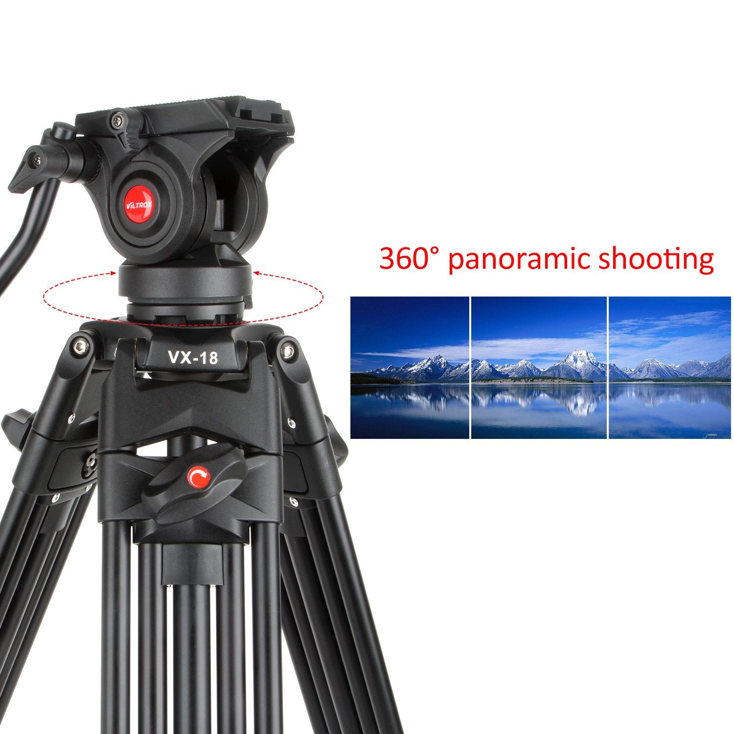 Viltrox Vx-18M Professional Aluminum Alloy Heavy Duty Video Camera Camcorder Panorama Tripod With Fluid Drag Head For Dslr Video Recorder,188Cm/74 Inch