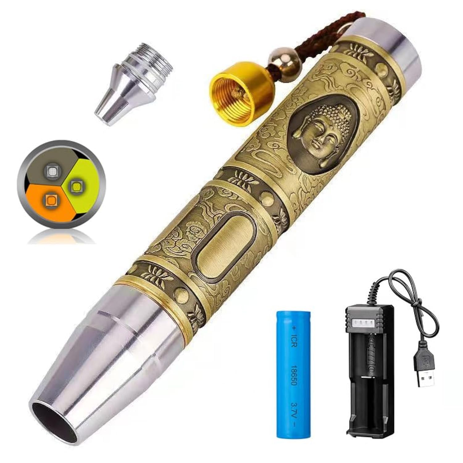 Yzyoe Rechargeable Three Leds Expert Jade Appraisal Flashlight,Jewelry Appraisal Gemstones Diamond, White And Yellow Light And 365Nm Ultraviolet Lamp.