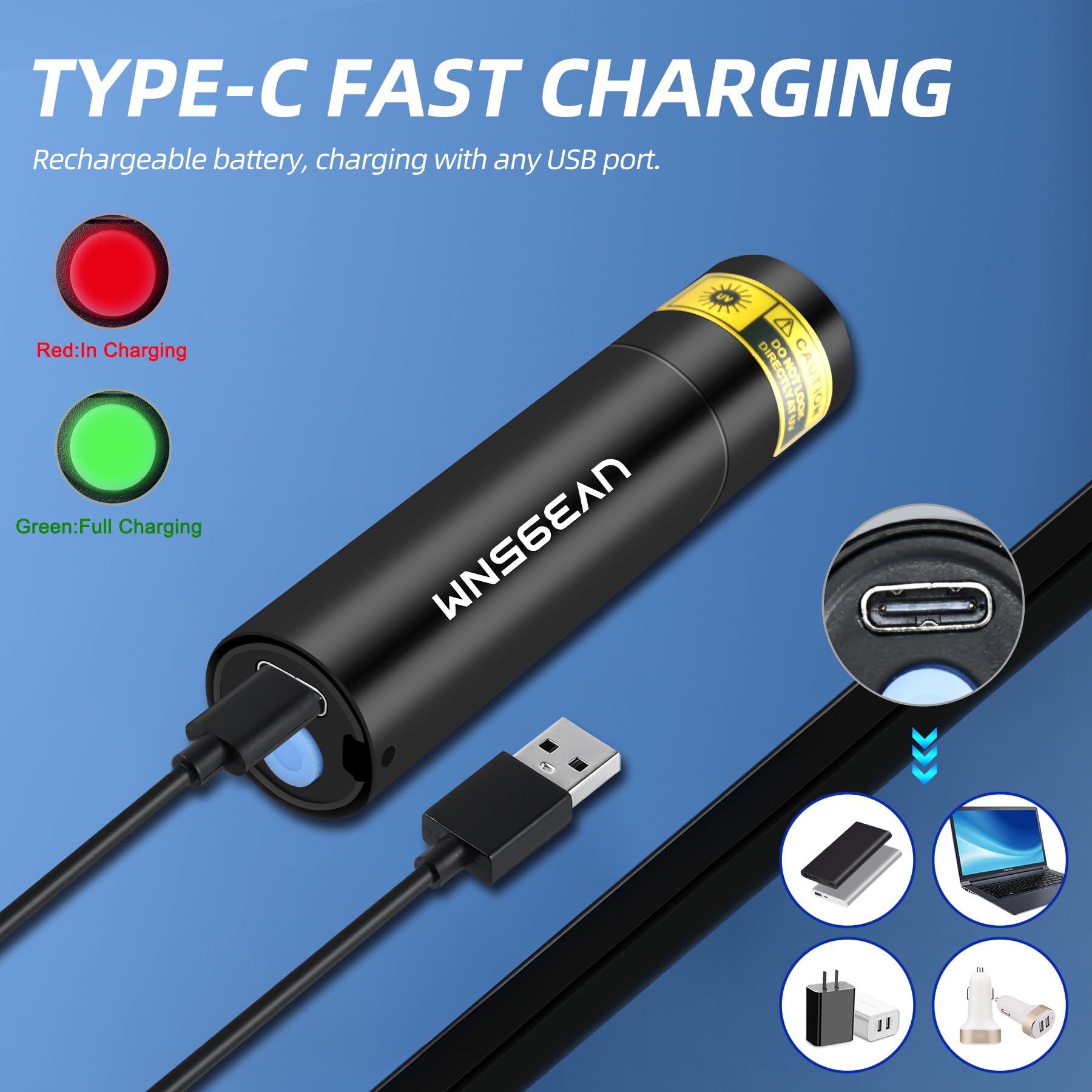 Pzzoe Uv Flashlight Black Lights Wood’S Lamp Powerful Mini Portable, Led 395Nm Usb Rechargeable Ultraviolet Blacklight Flashlights, Pet Urine Detector Light For Uv Resin Curing