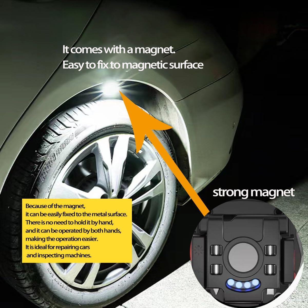 Ezolife Cob Keychain Work Light Keychain Flashlights 7 Light Modes 1600Lumen,Portable Usb Rechargeable Cob Work Light Emergency Light With Folding Bracket Bottle Opener And Magnet Base