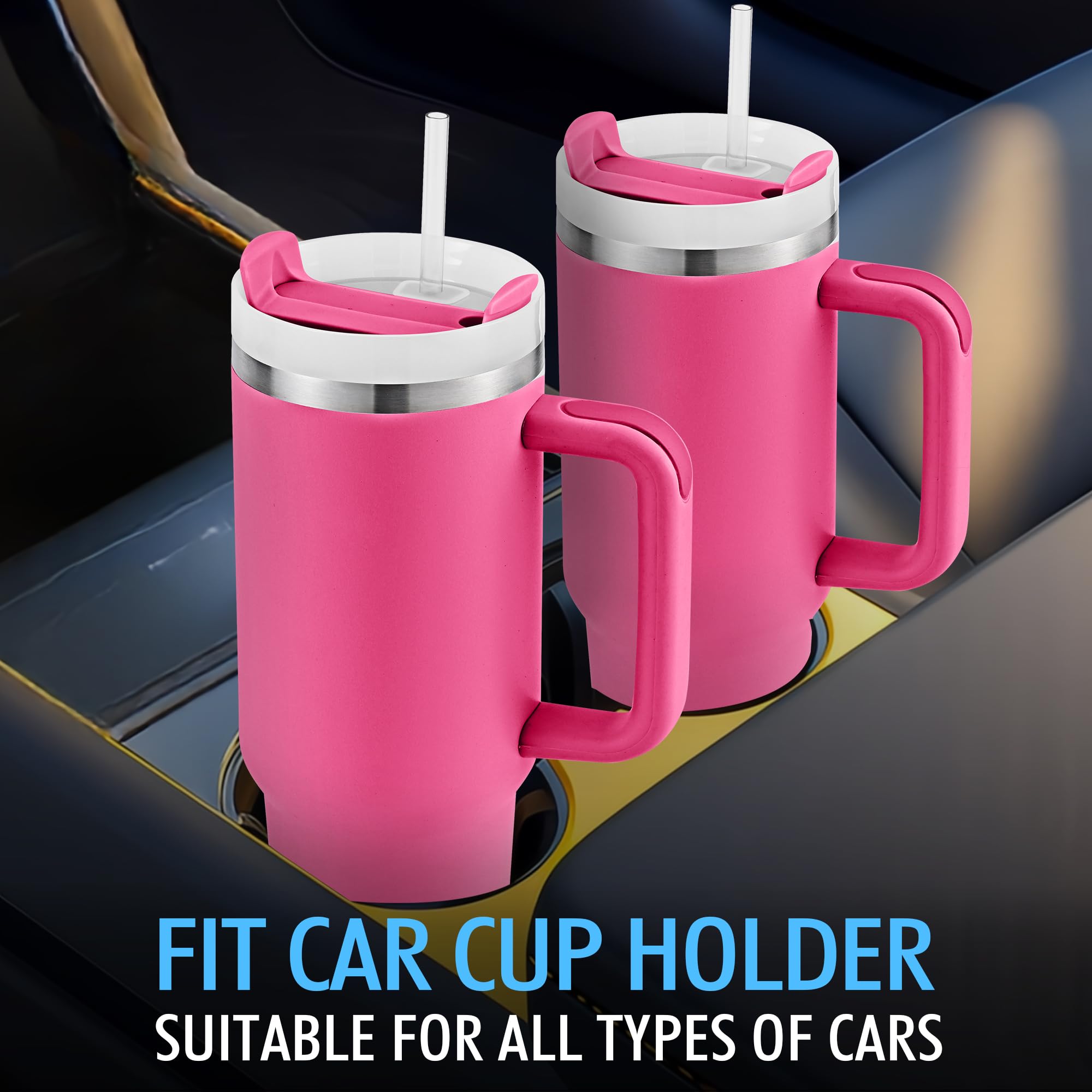 40 Oz Stainless Steel Tumbler With Lid And Straw, Insulated Cup With Handle, Leak Proof Tumbler