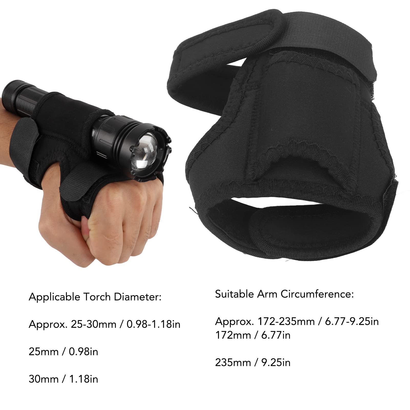Fdit Diving Torch Arm Holder Flashlight Glove Hands Flashlight Holder Universal Wrist Strap Scuba Dive Lights Accessories (Not Included Flashlight)
