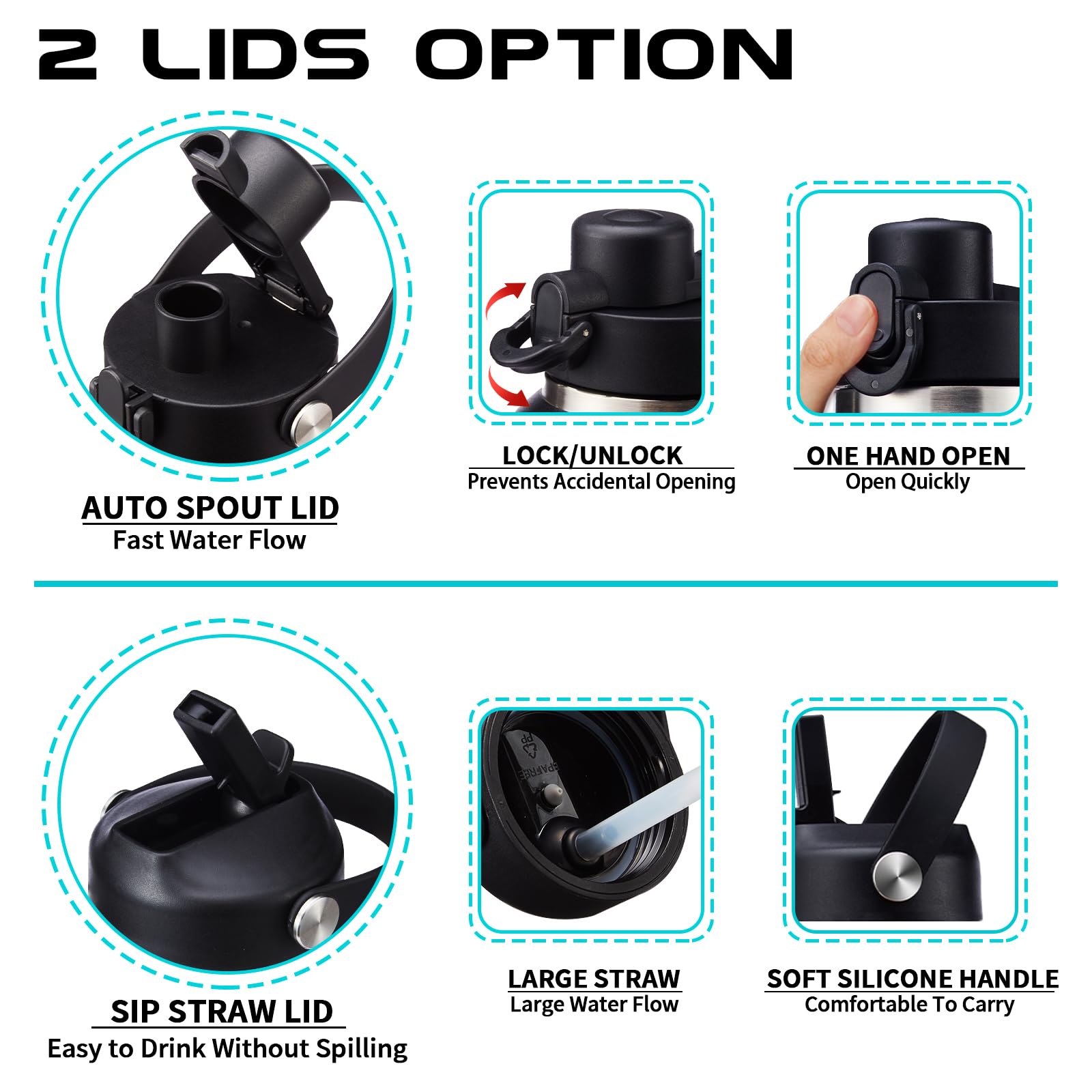 32Oz Stainless-Steel Tumblers With Straw & Sleeve - Insulated Water Bottles That Fits In Cup Holder