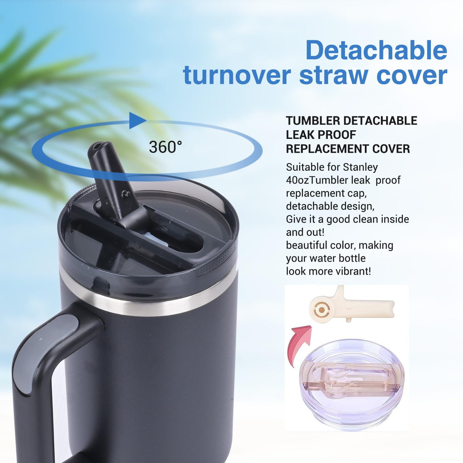 Quencher Protour 40 Oz Tumbler With Handle - 100% Leak-Proof Vacuum Insulated Stainless Steel Water