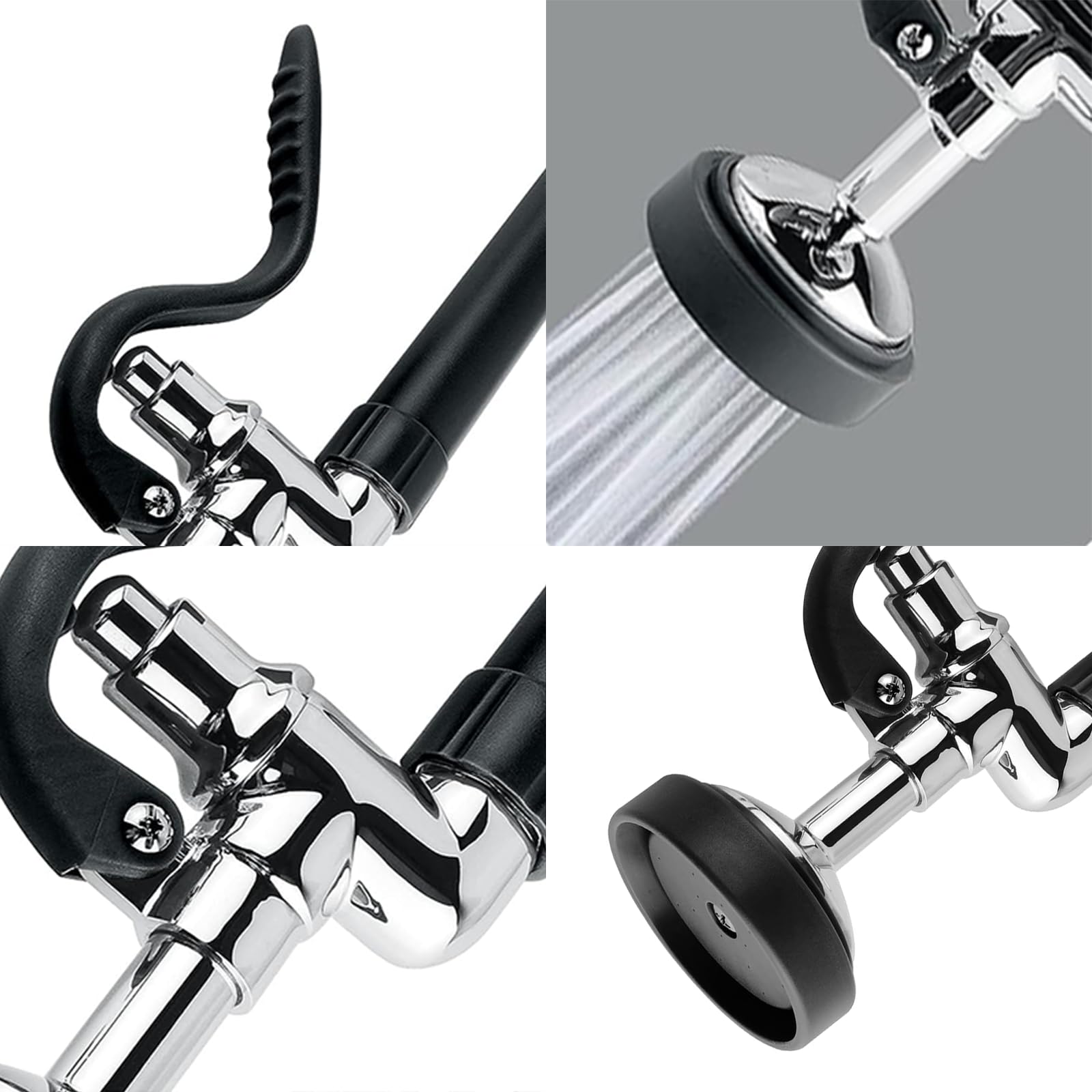 Gryong Pre Rinse Sprayer Sink Sprayer Replacement Spray Valve For Commercial Sink Faucet Polished High Pressured, Black