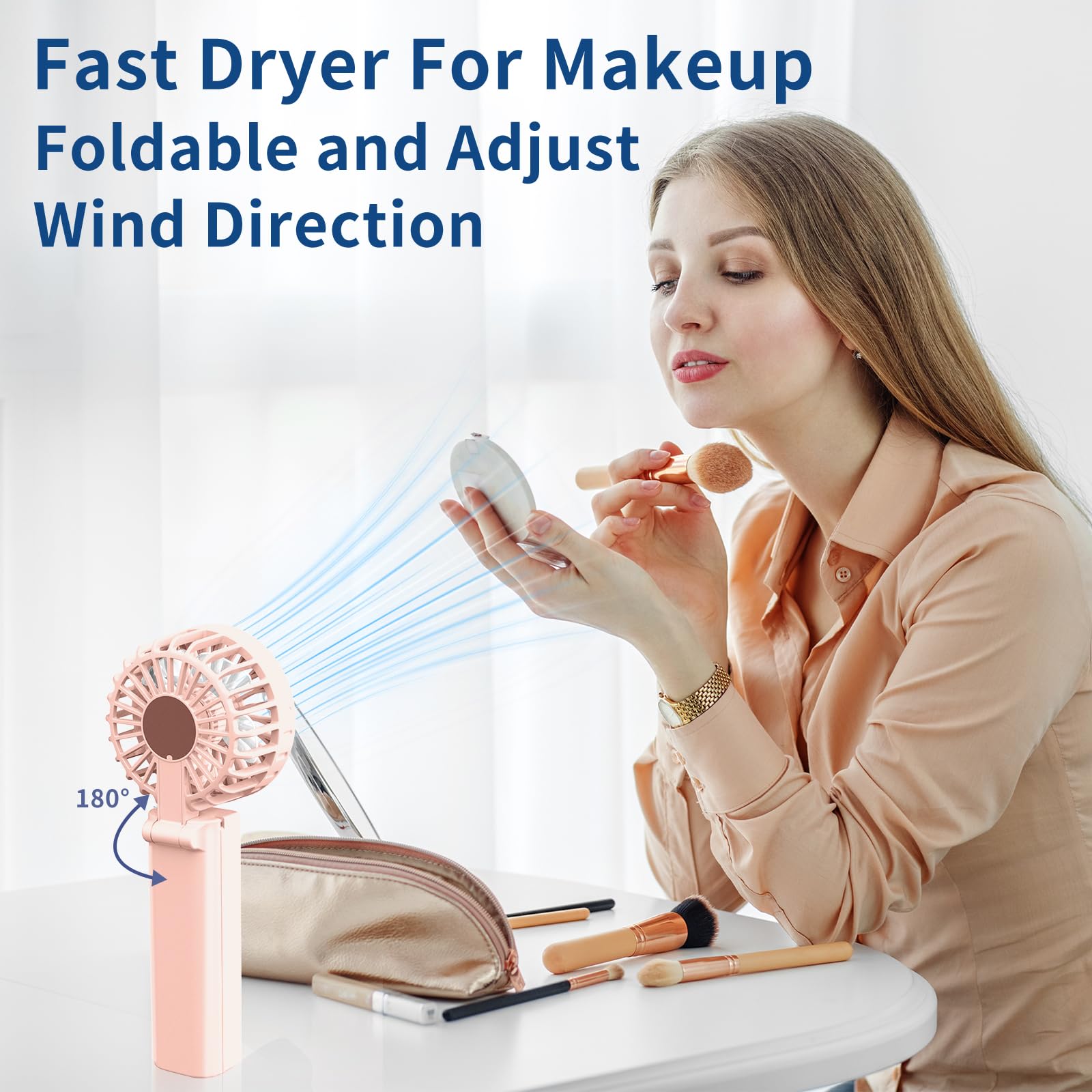 Close-up of the fan's blades and protective grill, ensuring safety during use.